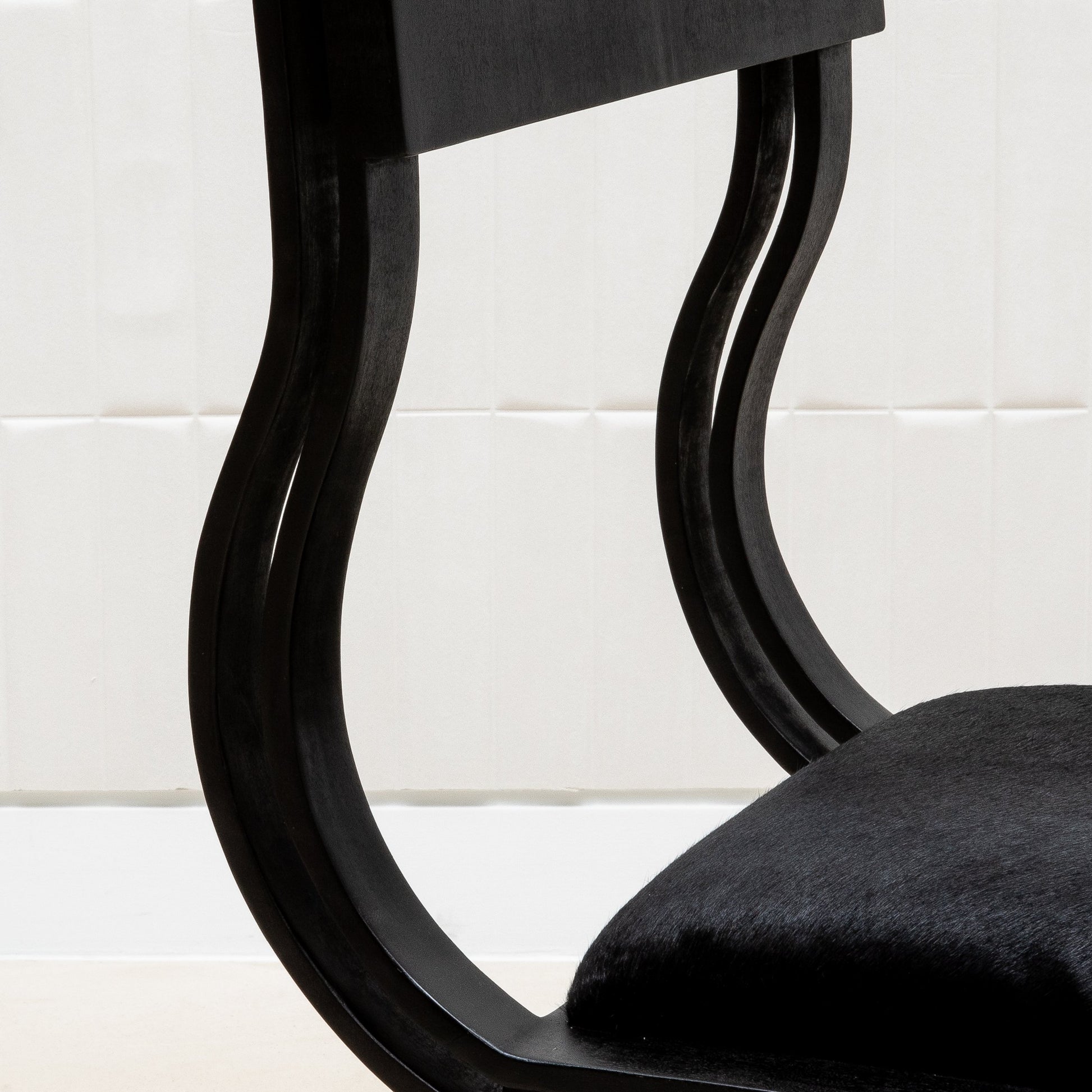 Upholstered Hide Chair in Black Oak by R&Y Augousti
