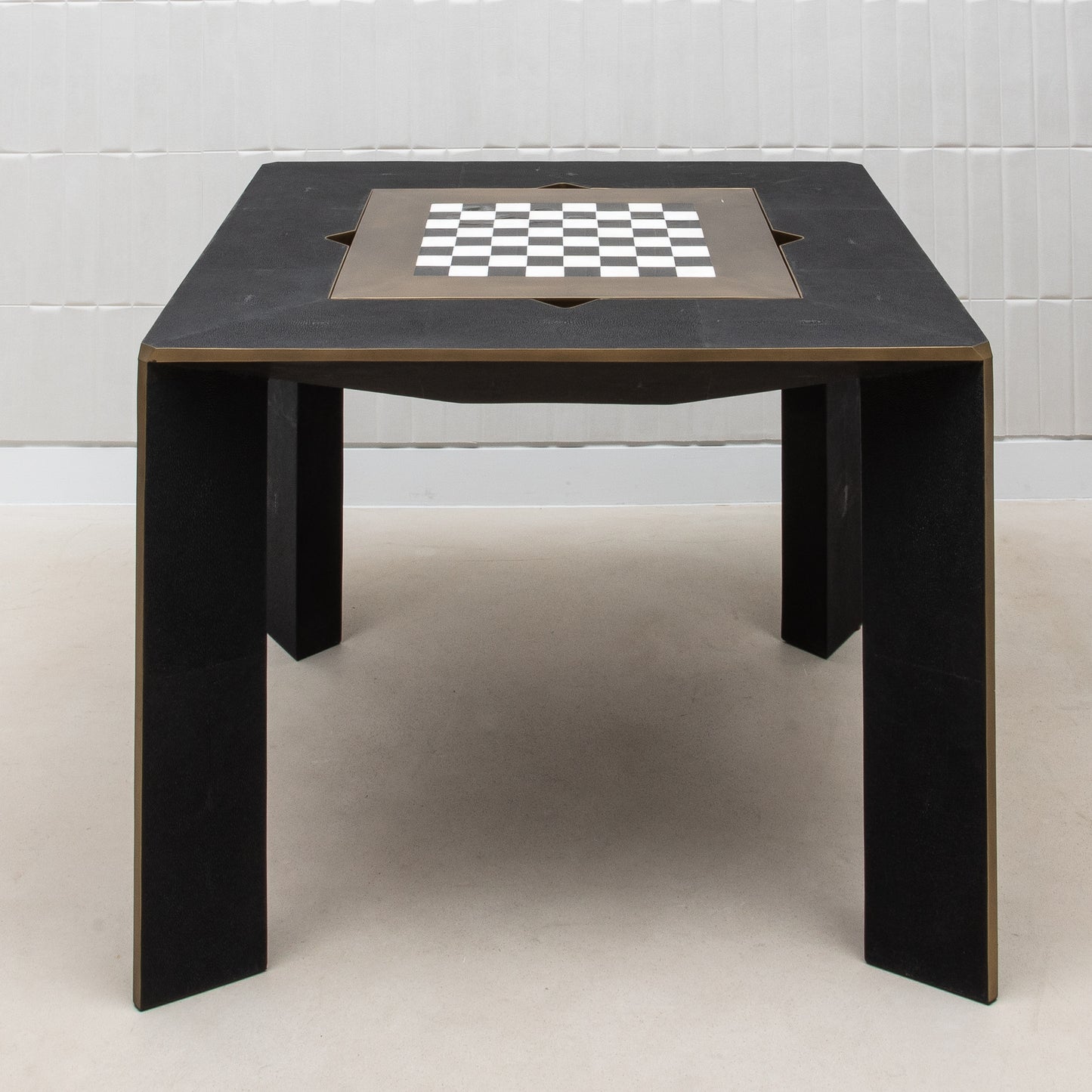 Game Table in Black Shagreen with Brass by R&Y Augousti