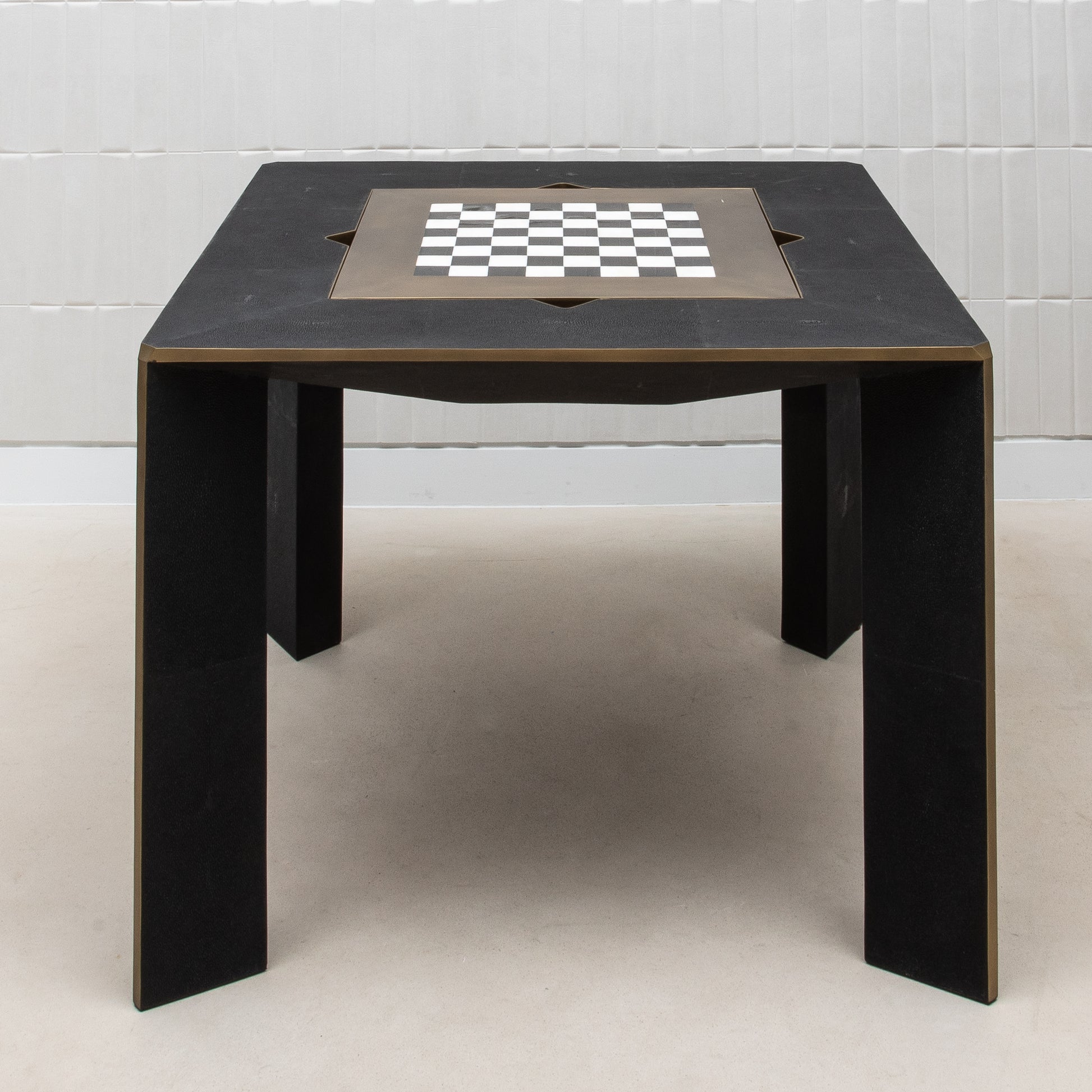 Game Table in Black Shagreen with Brass by R&Y Augousti