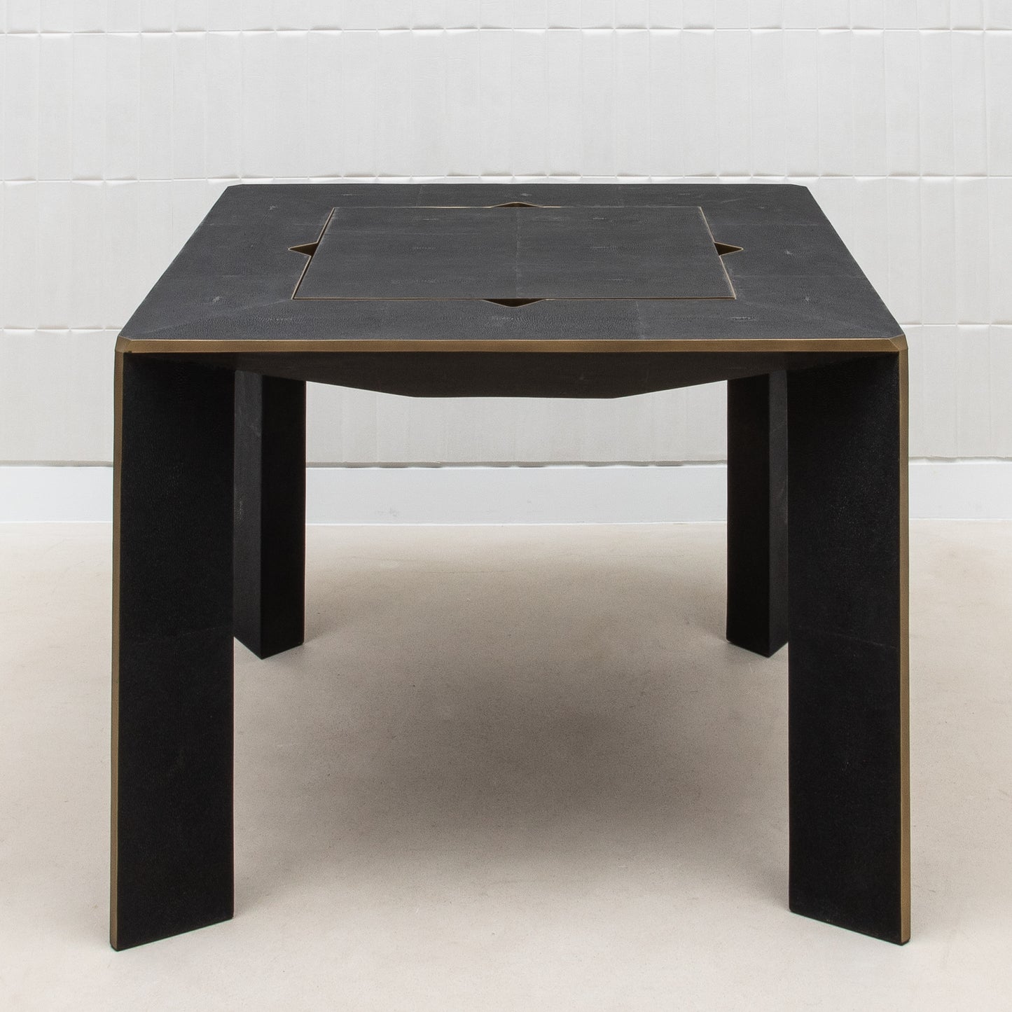 Game Table in Black Shagreen with Brass by R&Y Augousti