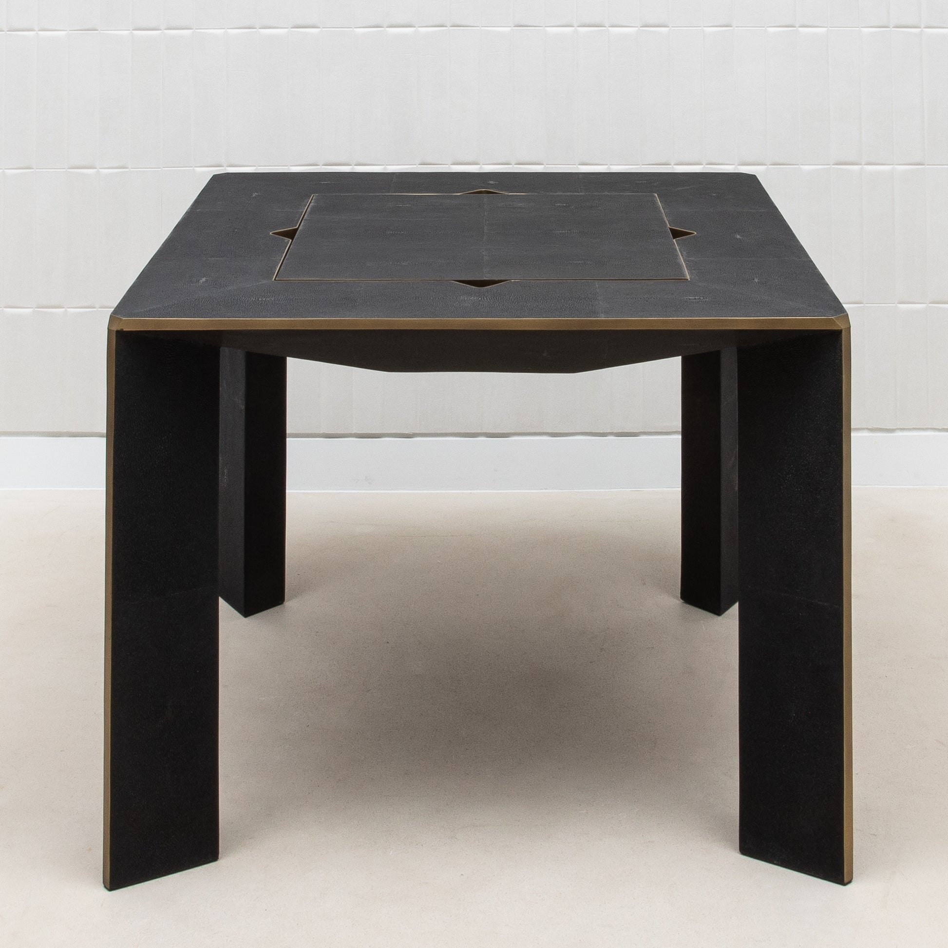 Game Table in Black Shagreen with Brass by R&Y Augousti
