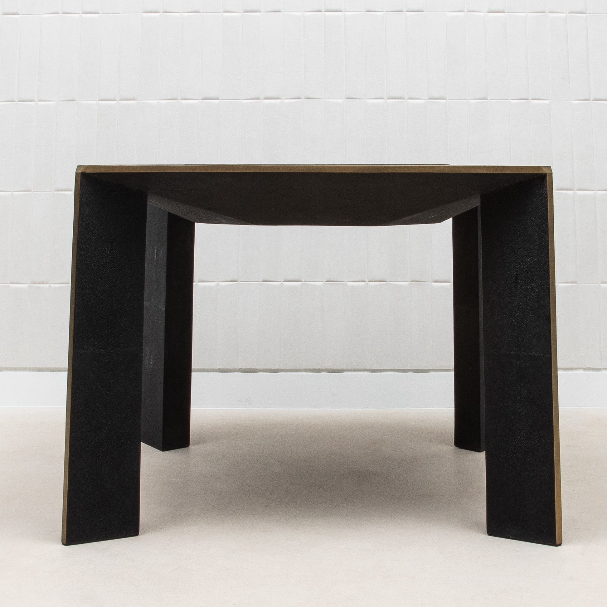 Game Table in Black Shagreen with Brass by R&Y Augousti