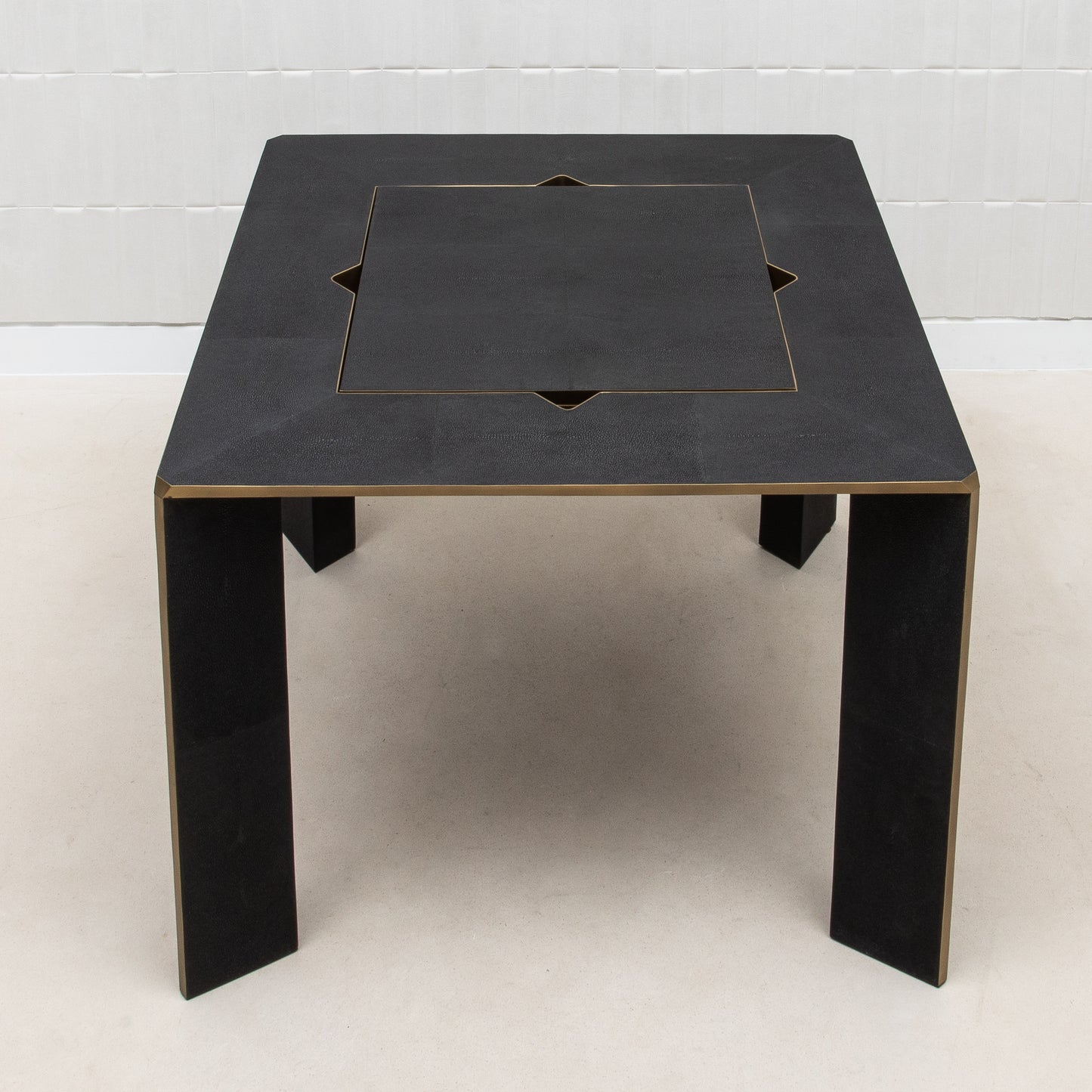 Game Table in Black Shagreen with Brass by R&Y Augousti