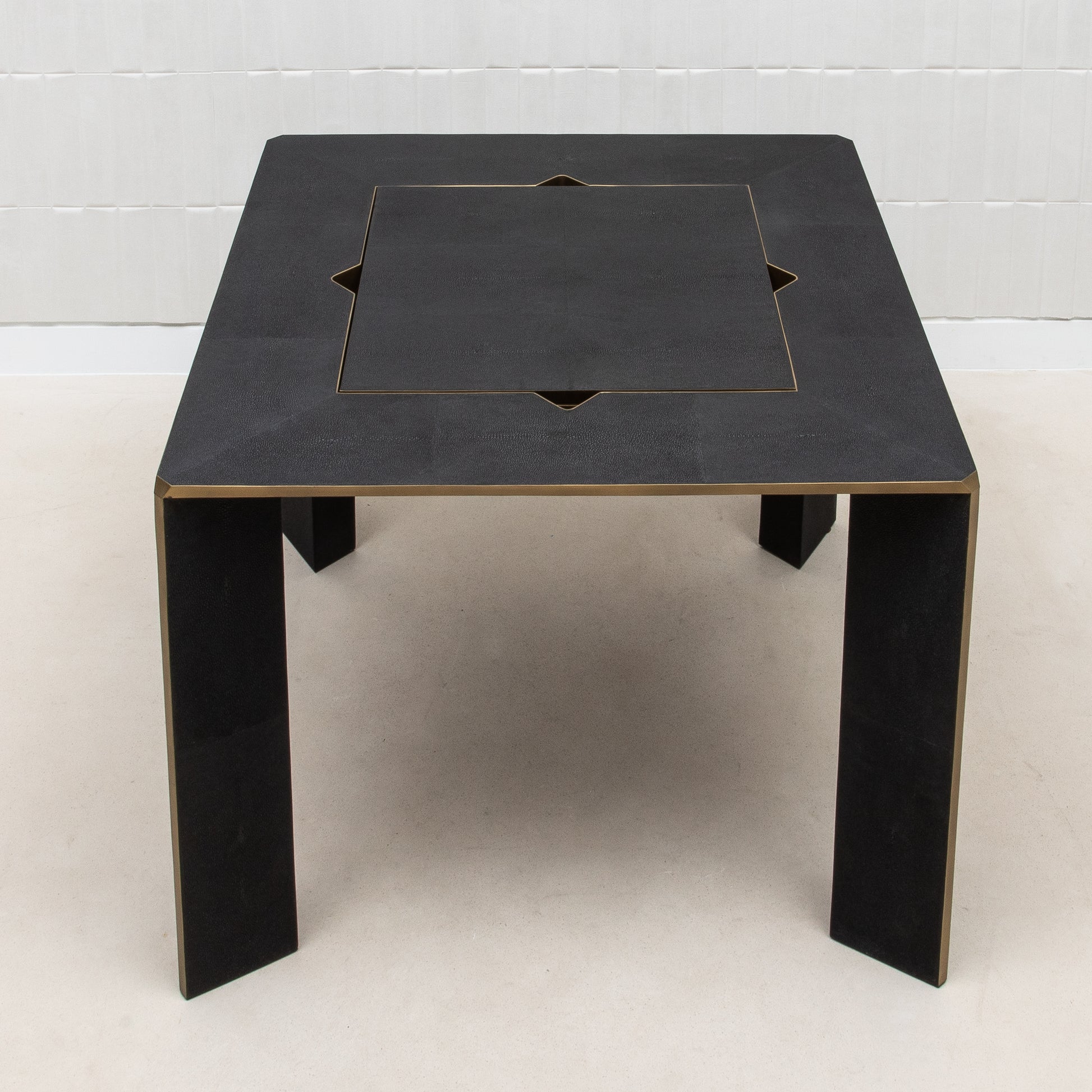Game Table in Black Shagreen with Brass by R&Y Augousti