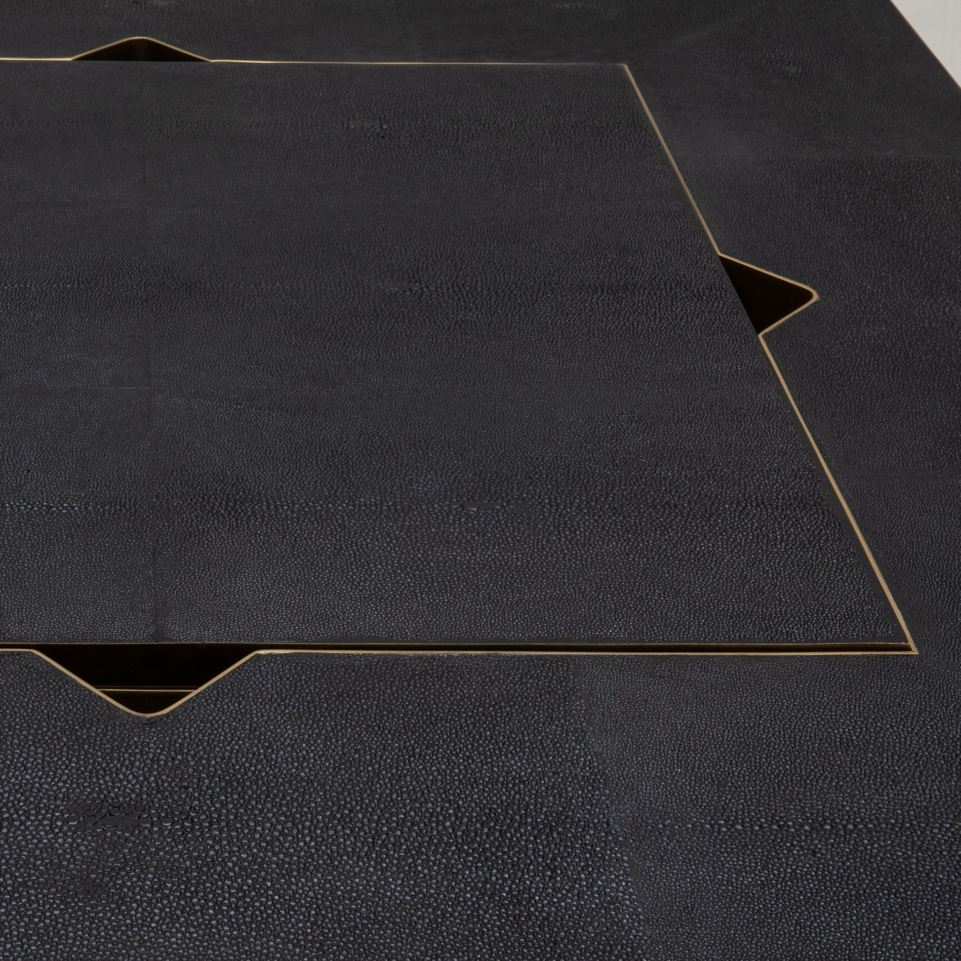 Game Table in Black Shagreen with Brass by R&Y Augousti