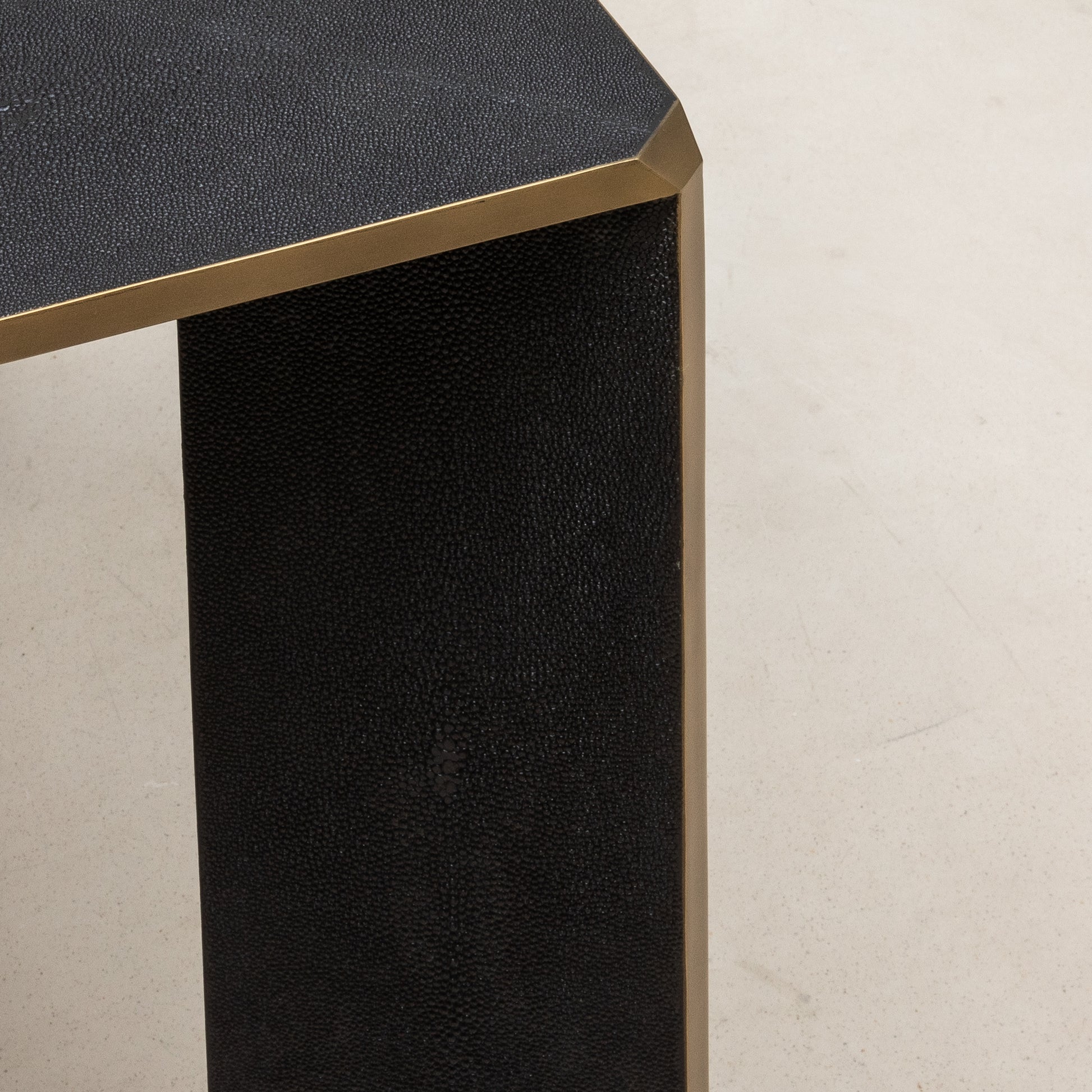 Game Table in Black Shagreen with Brass by R&Y Augousti
