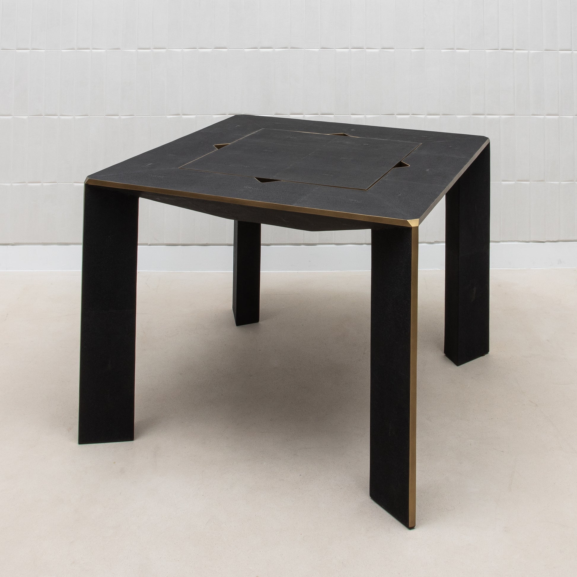 Game Table in Black Shagreen with Brass by R&Y Augousti