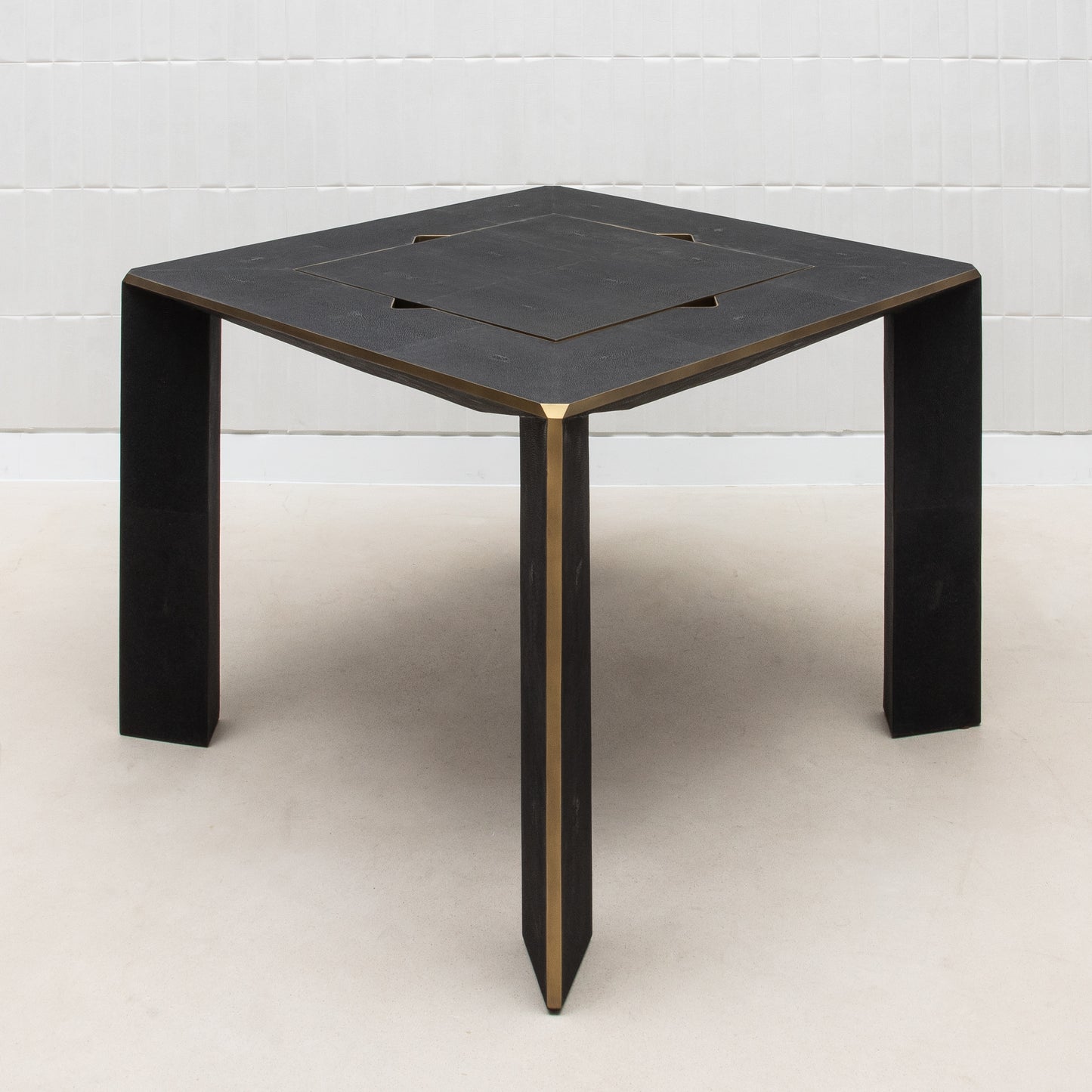 Game Table in Black Shagreen with Brass by R&Y Augousti