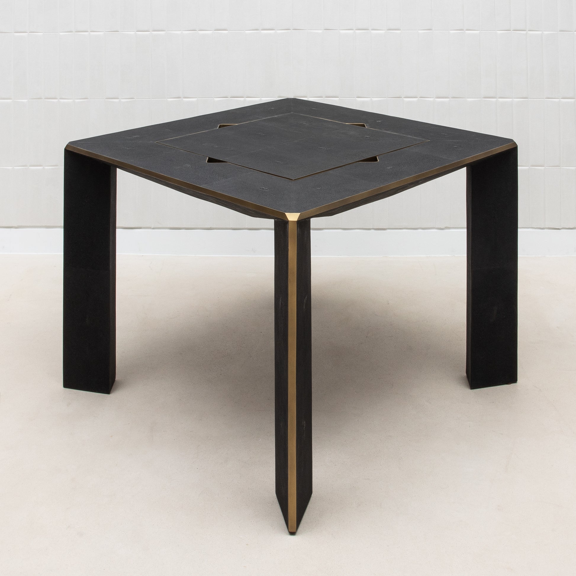 Game Table in Black Shagreen with Brass by R&Y Augousti