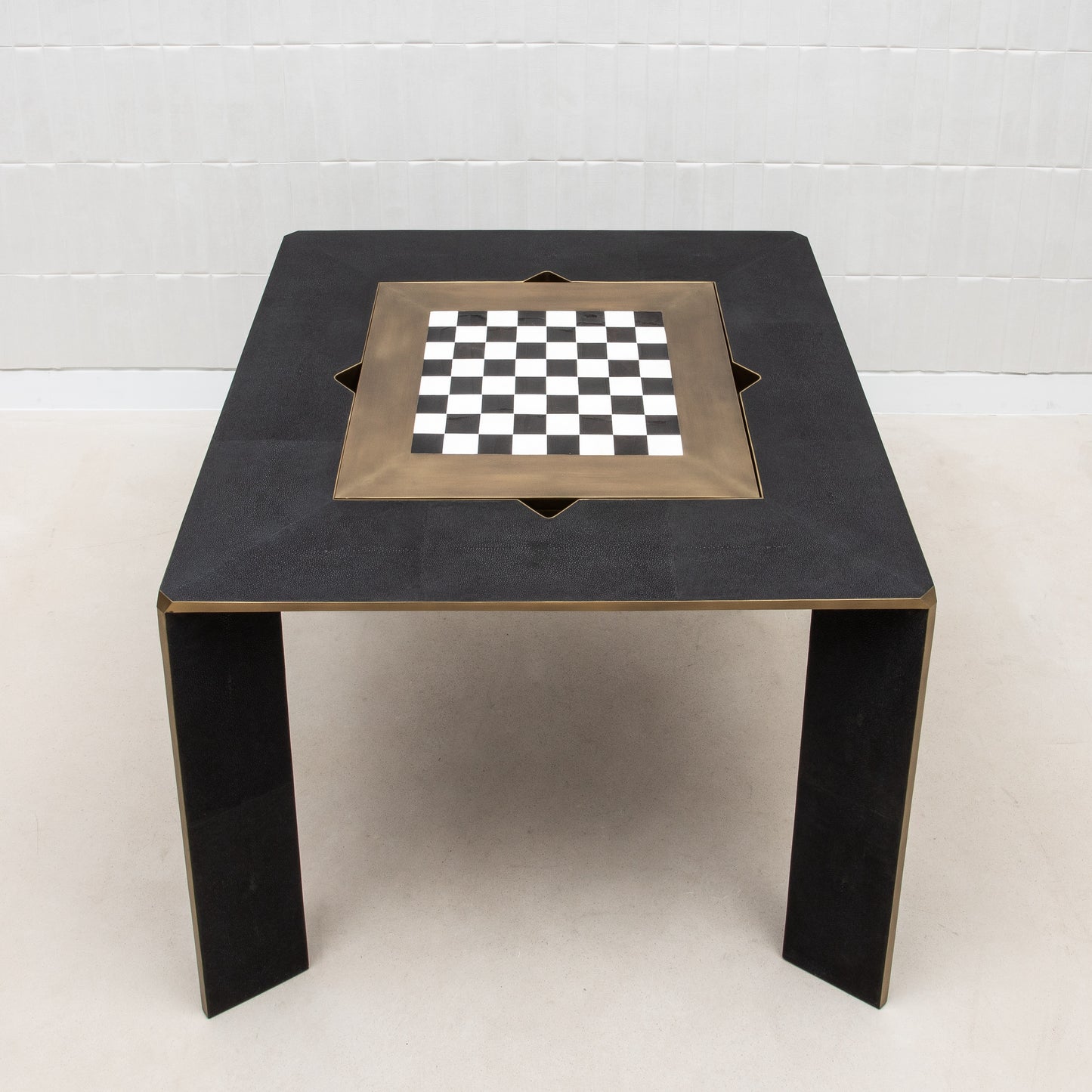Game Table in Black Shagreen with Brass by R&Y Augousti