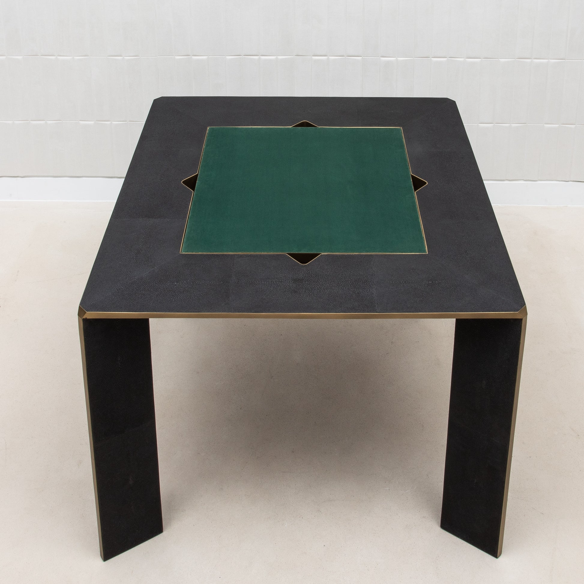 Game Table in Black Shagreen with Brass by R&Y Augousti