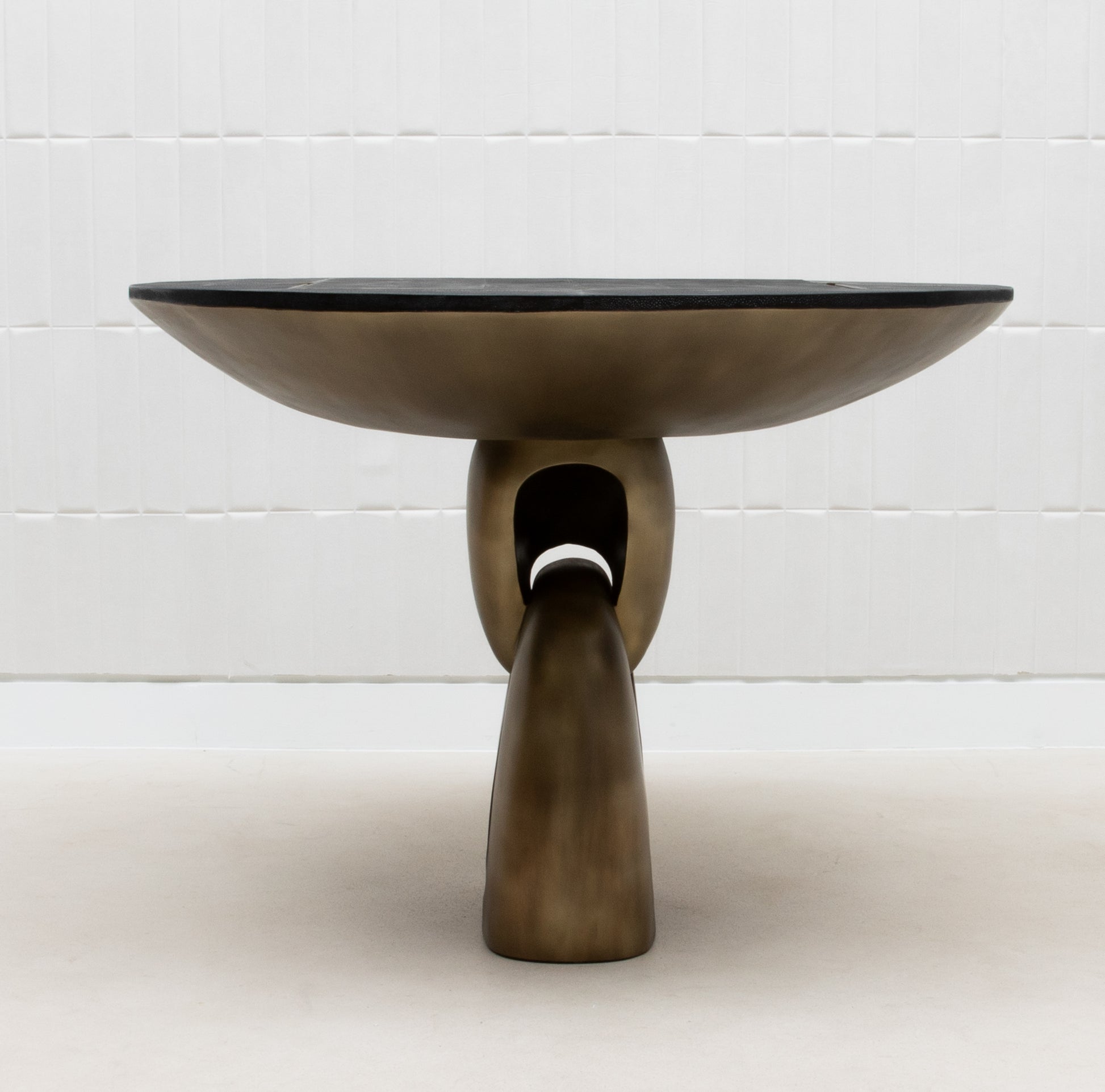 Game Table in Black Shagreen with Brass by R&Y Augousti