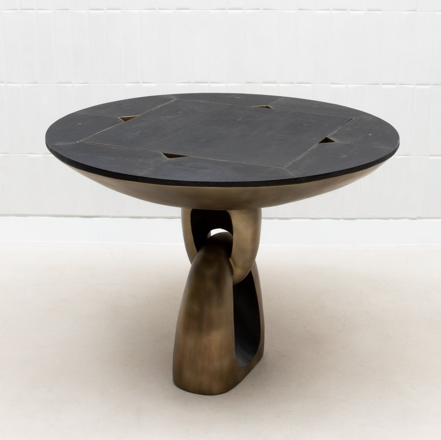Game Table in Black Shagreen with Brass by R&Y Augousti