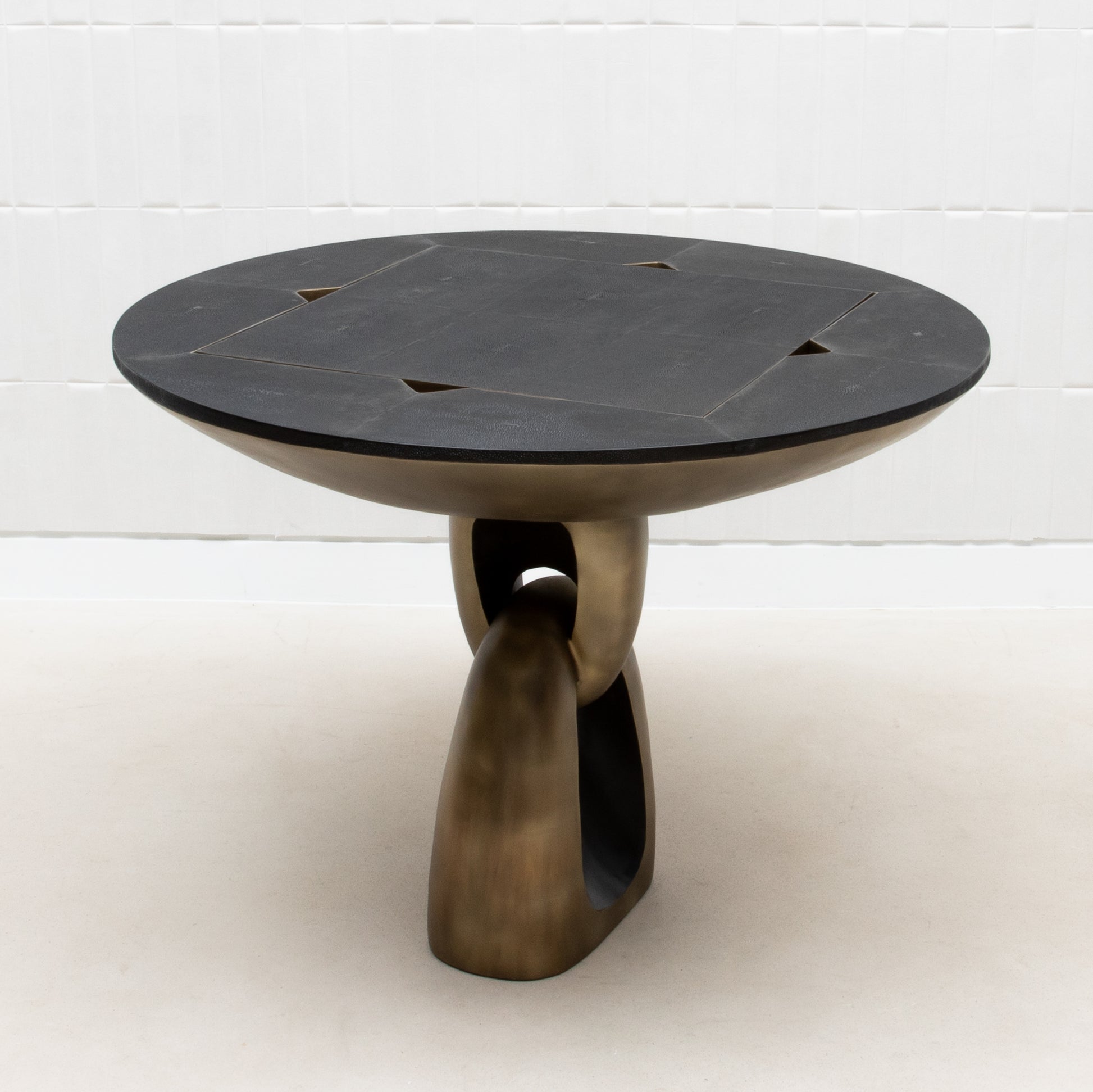 Game Table in Black Shagreen with Brass by R&Y Augousti