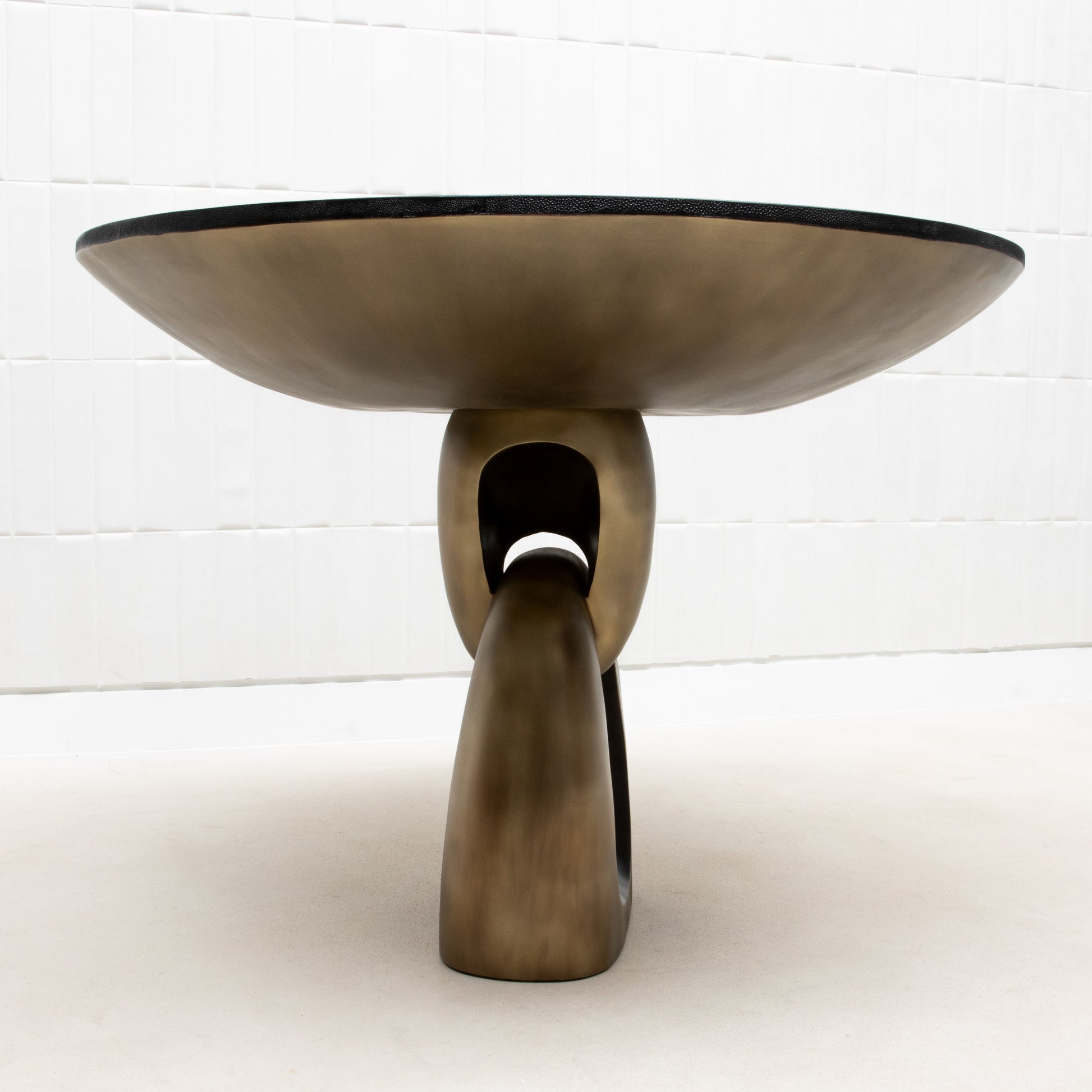 Game Table in Black Shagreen with Brass by R&Y Augousti