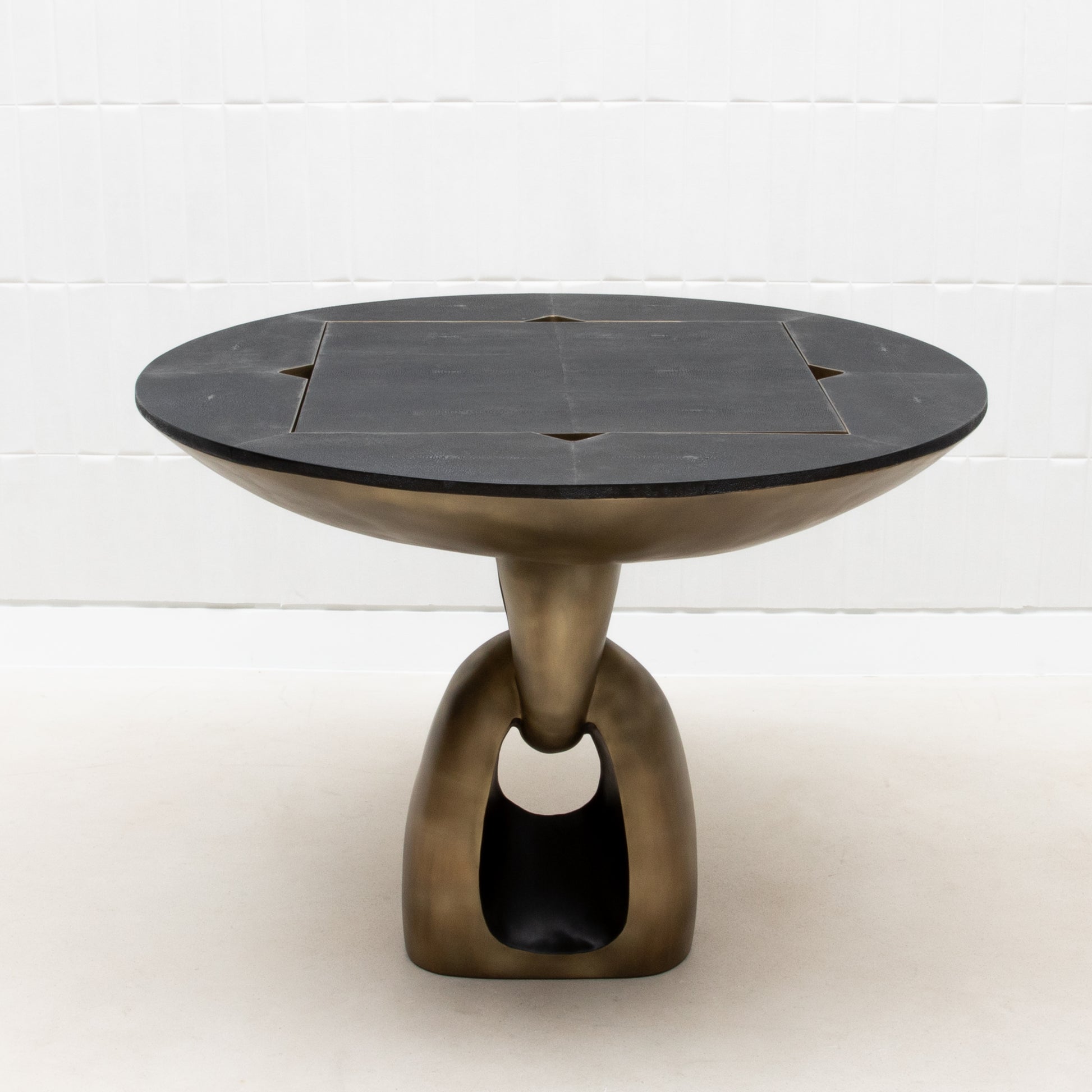 Game Table in Black Shagreen with Brass by R&Y Augousti