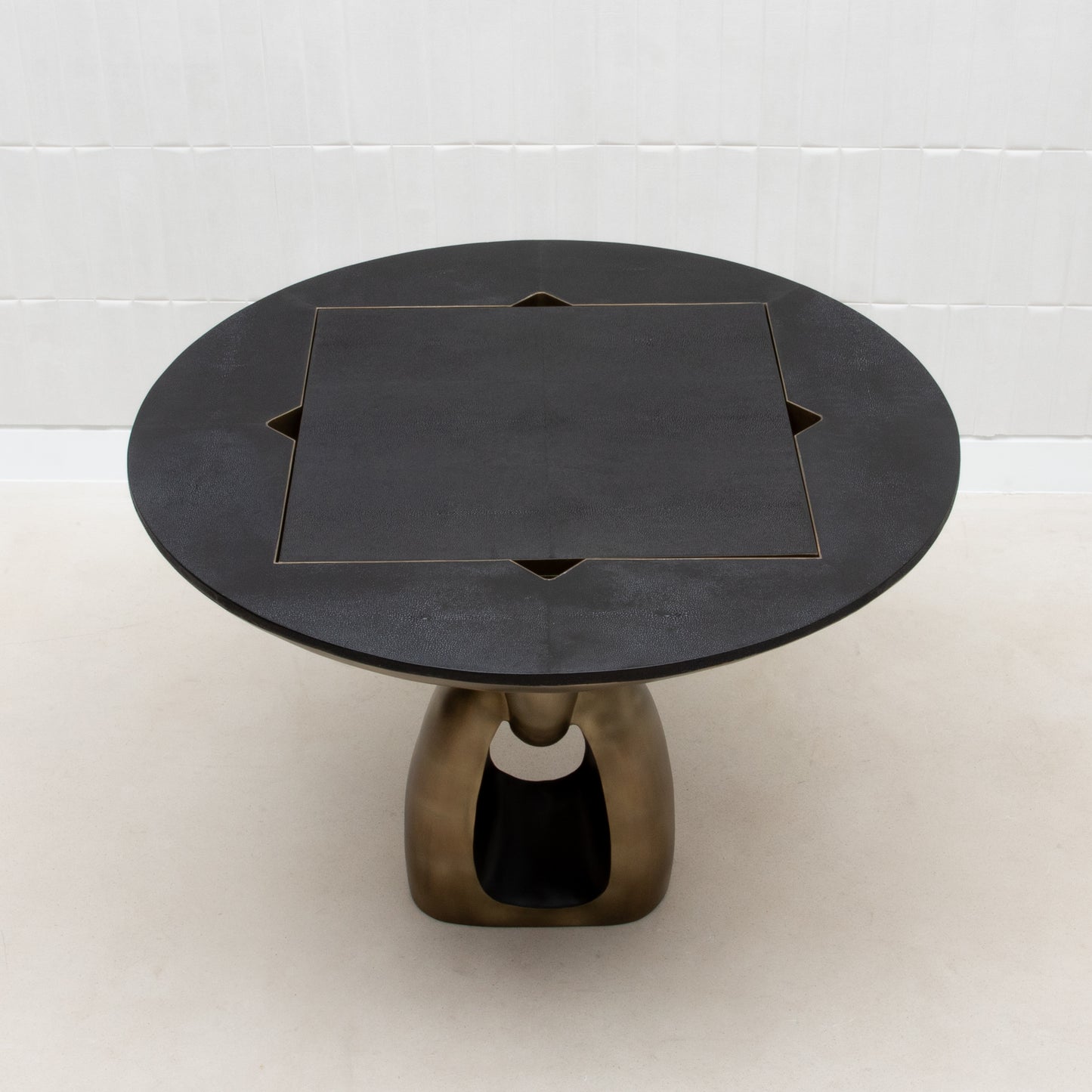 Game Table in Black Shagreen with Brass by R&Y Augousti