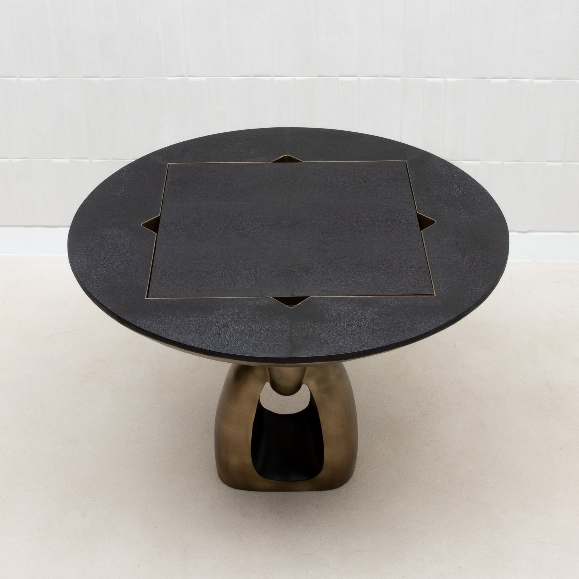 Game Table in Black Shagreen with Brass by R&Y Augousti