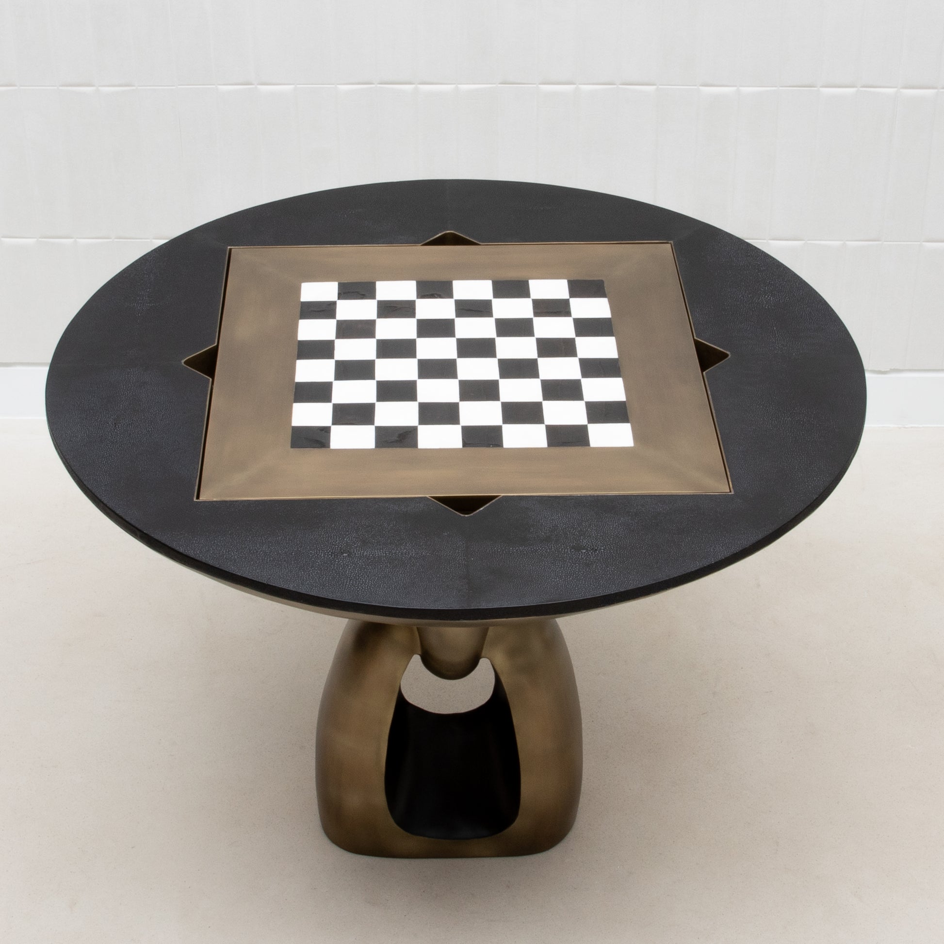 Game Table in Black Shagreen with Brass by R&Y Augousti