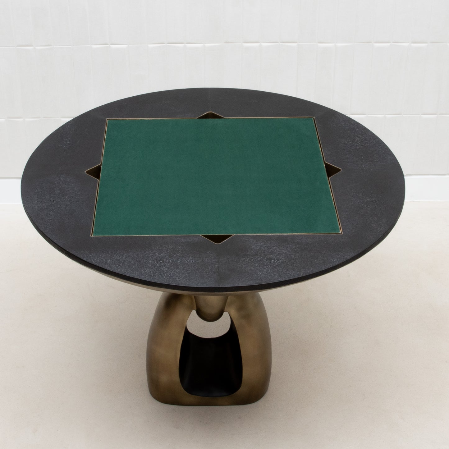 Game Table in Black Shagreen with Brass by R&Y Augousti