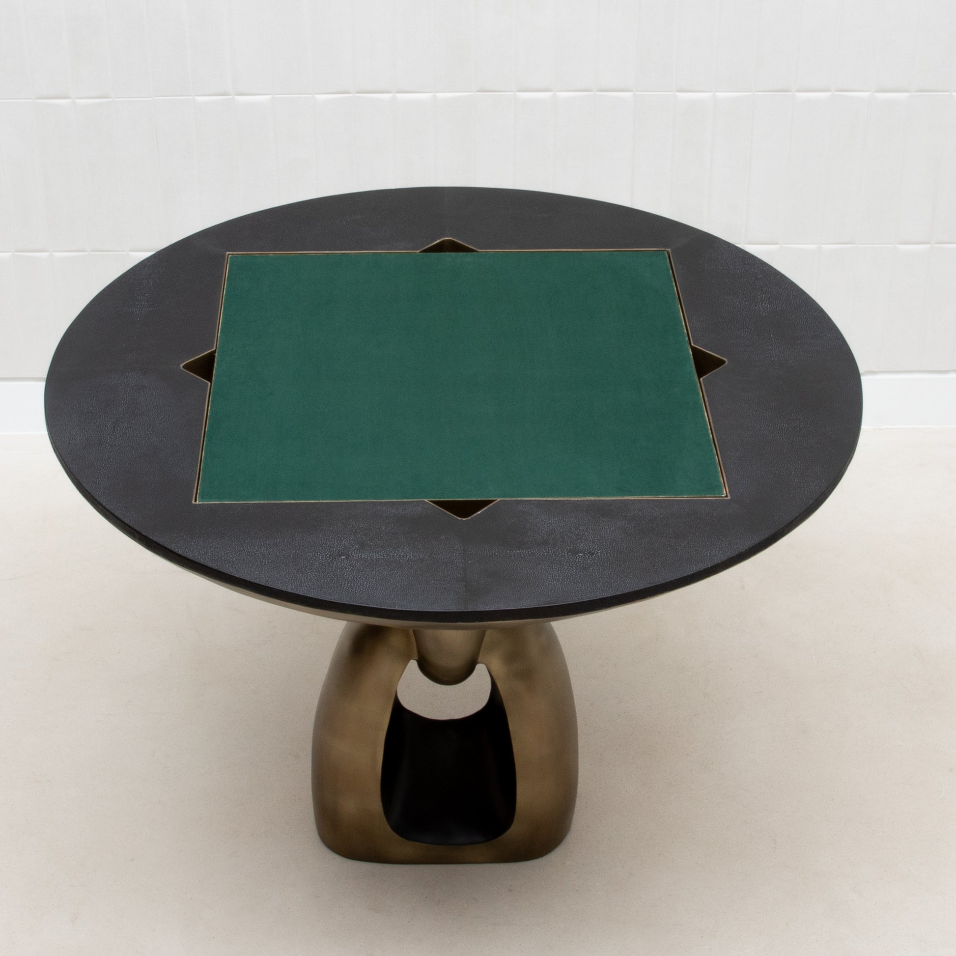 Game Table in Black Shagreen with Brass by R&Y Augousti