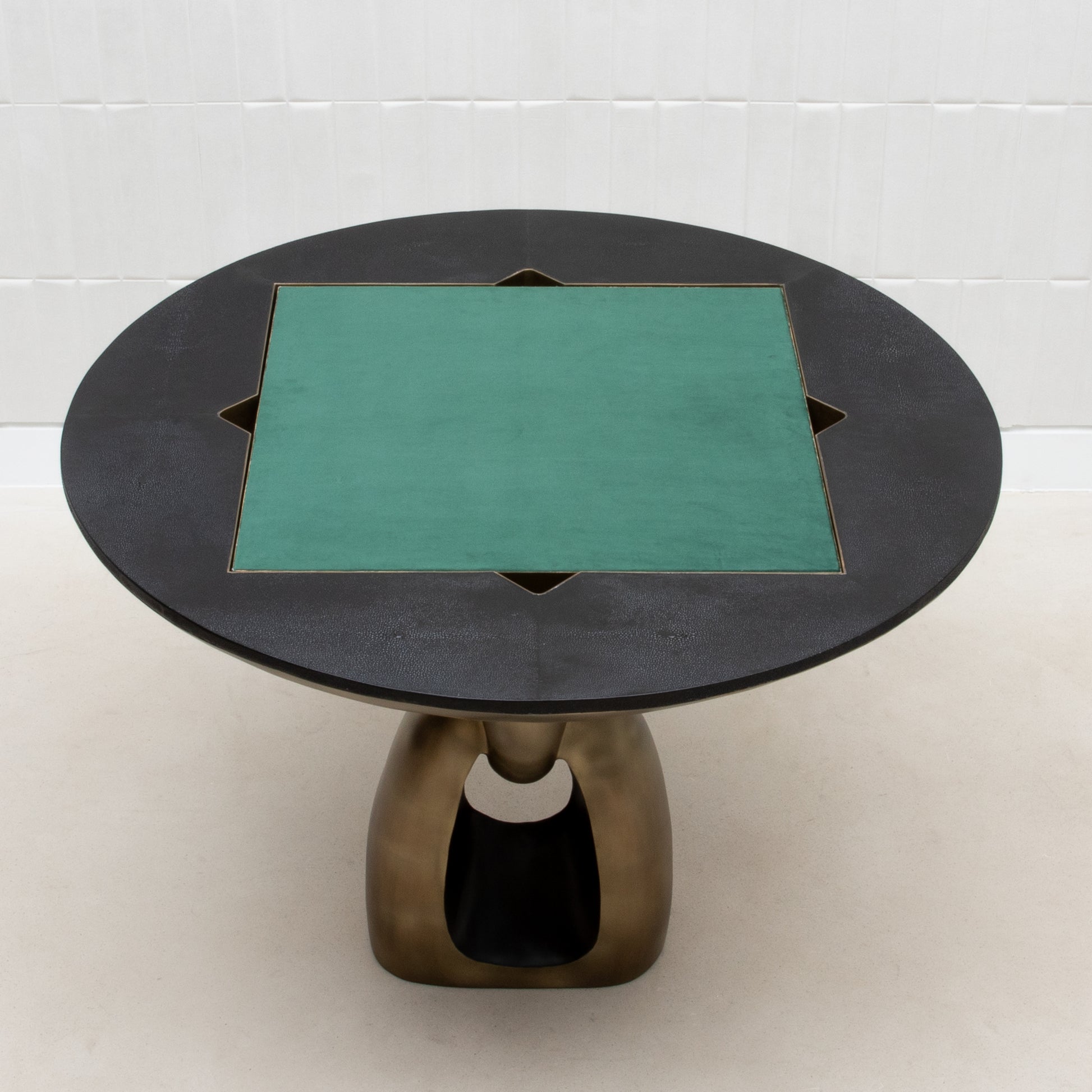 Game Table in Black Shagreen with Brass by R&Y Augousti