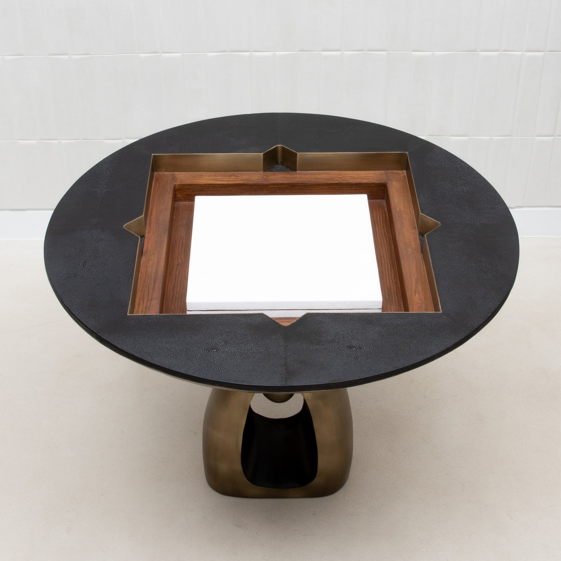 Game Table in Black Shagreen with Brass by R&Y Augousti