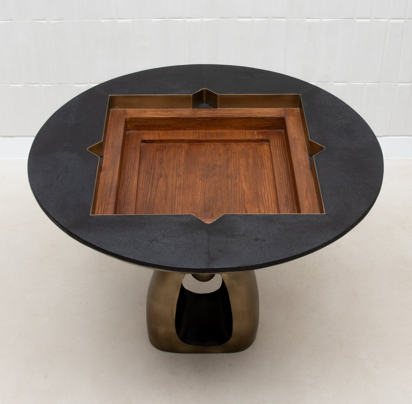 Game Table in Black Shagreen with Brass by R&Y Augousti