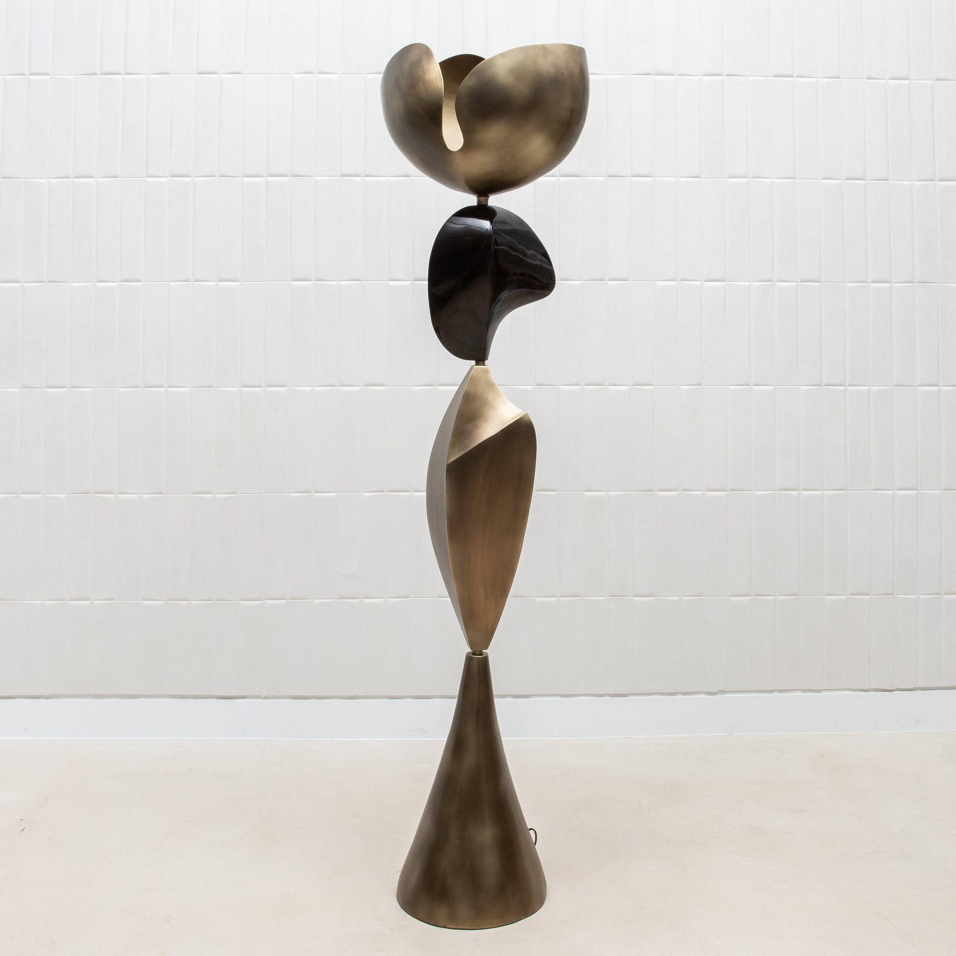 Sky & Moon Sculptural Floor Lamps in Brass and Black Shell by KIFU Paris