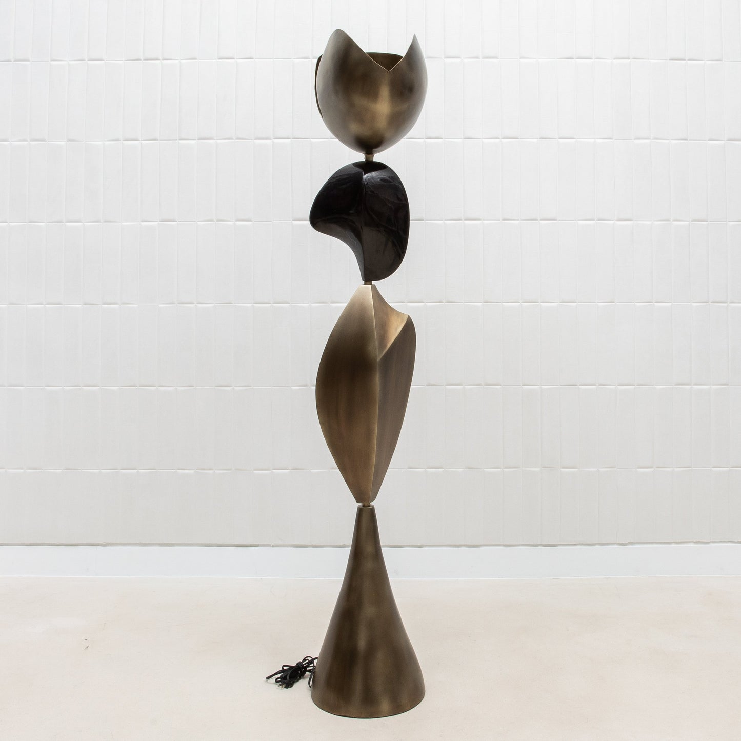 Sky & Moon Sculptural Floor Lamps in Brass and Black Shell by KIFU Paris