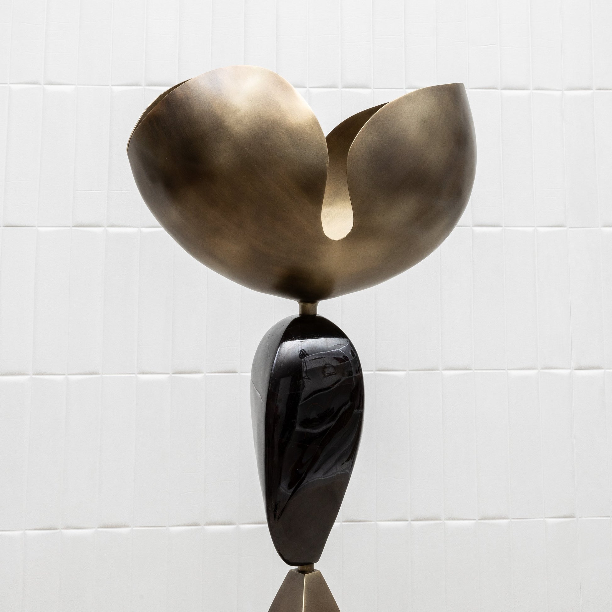 Sky & Moon Sculptural Floor Lamps in Brass and Black Shell by KIFU Paris