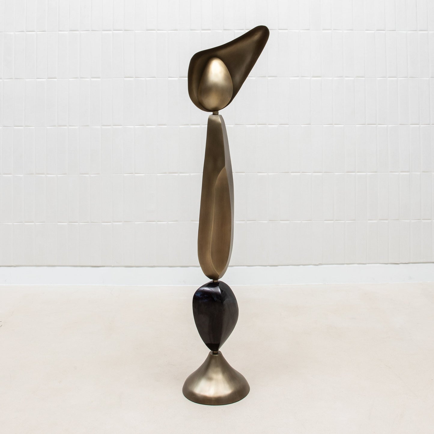 Sky & Moon Sculptural Floor Lamps in Brass and Black Shell by KIFU Paris