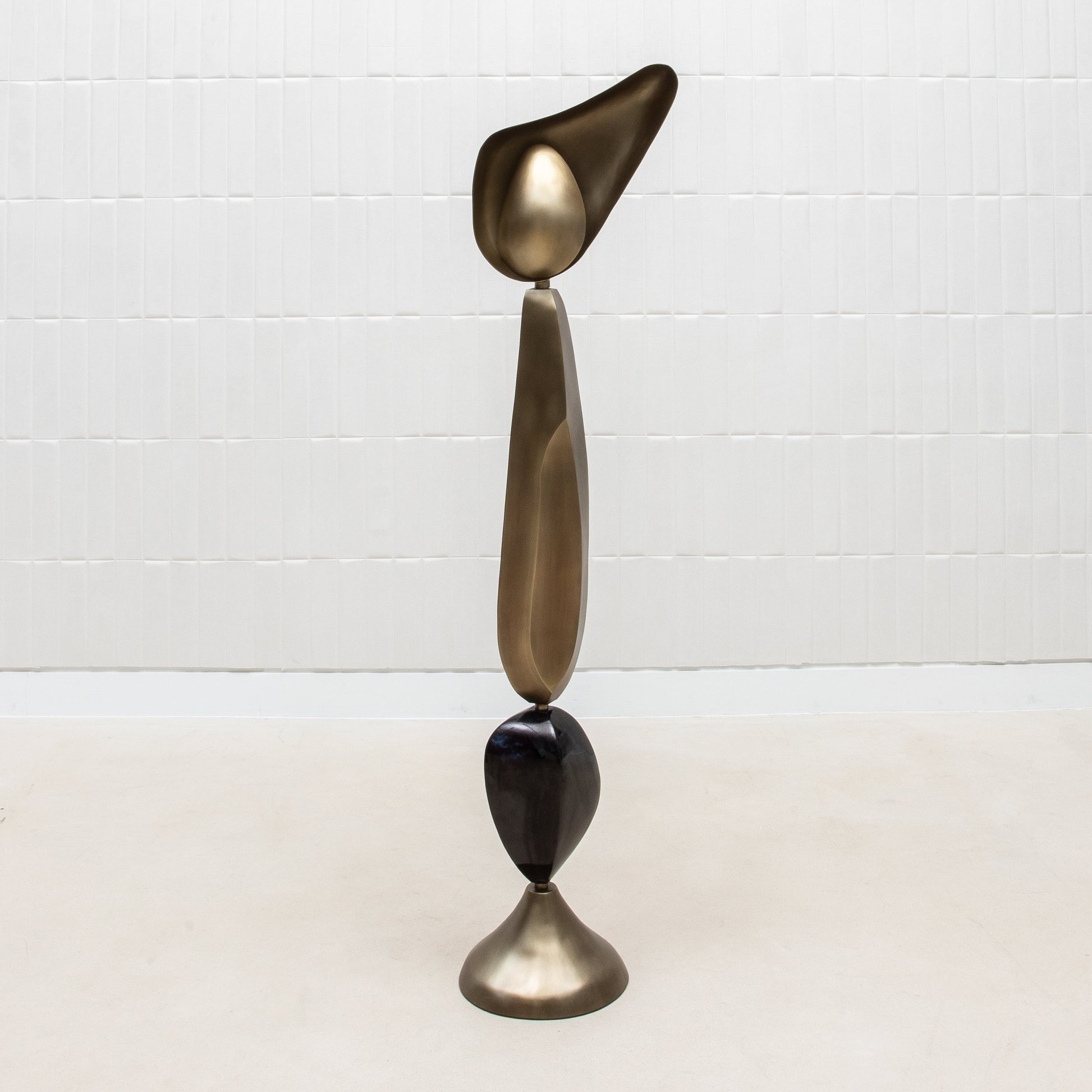 Sky & Moon Sculptural Floor Lamps in Brass and Black Shell by KIFU Paris