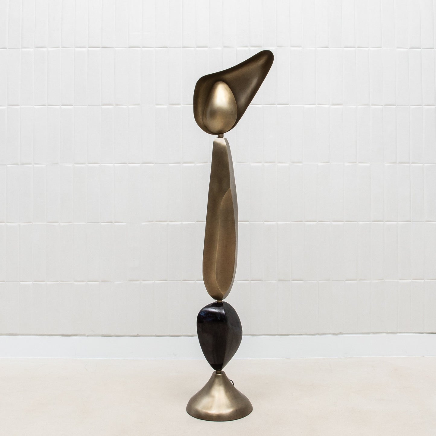 Sky & Moon Sculptural Floor Lamps in Brass and Black Shell by KIFU Paris