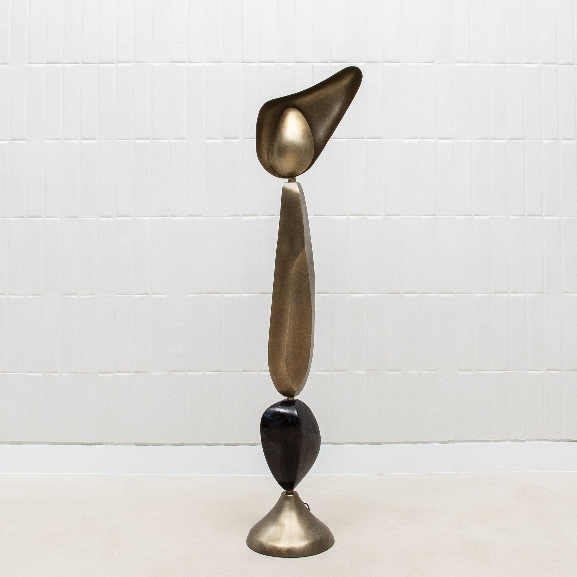 Sky & Moon Sculptural Floor Lamps in Brass and Black Shell by KIFU Paris