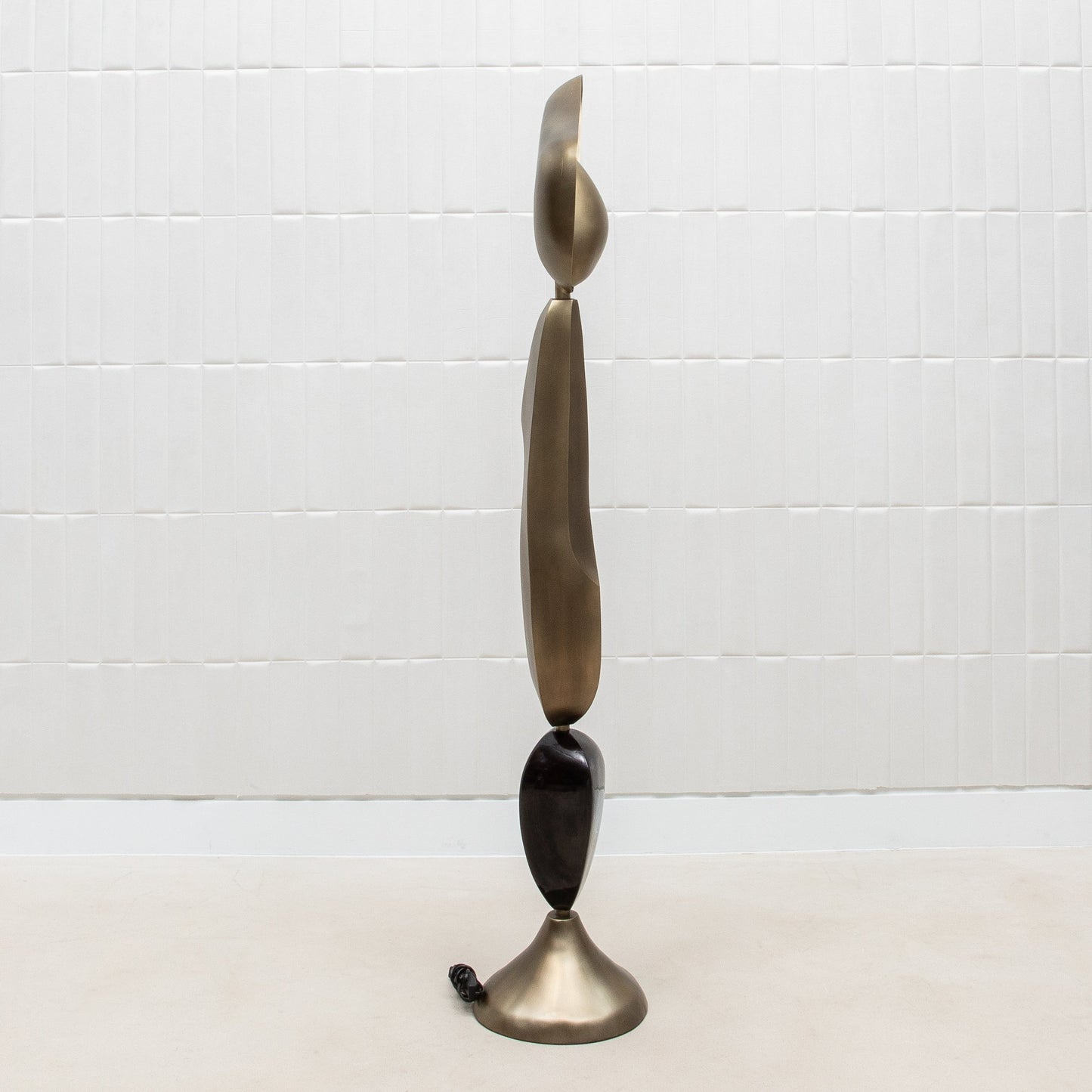 Sky & Moon Sculptural Floor Lamps in Brass and Black Shell by KIFU Paris