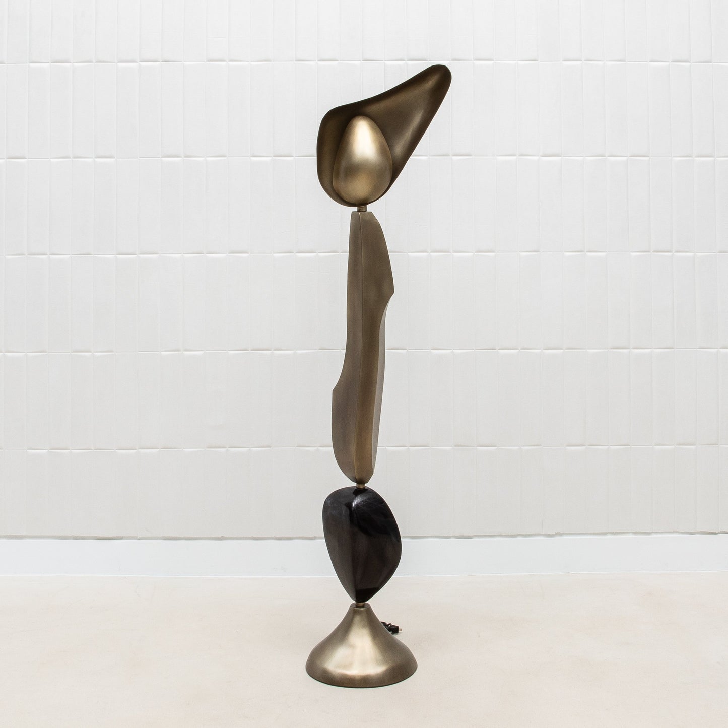 Sky & Moon Sculptural Floor Lamps in Brass and Black Shell by KIFU Paris