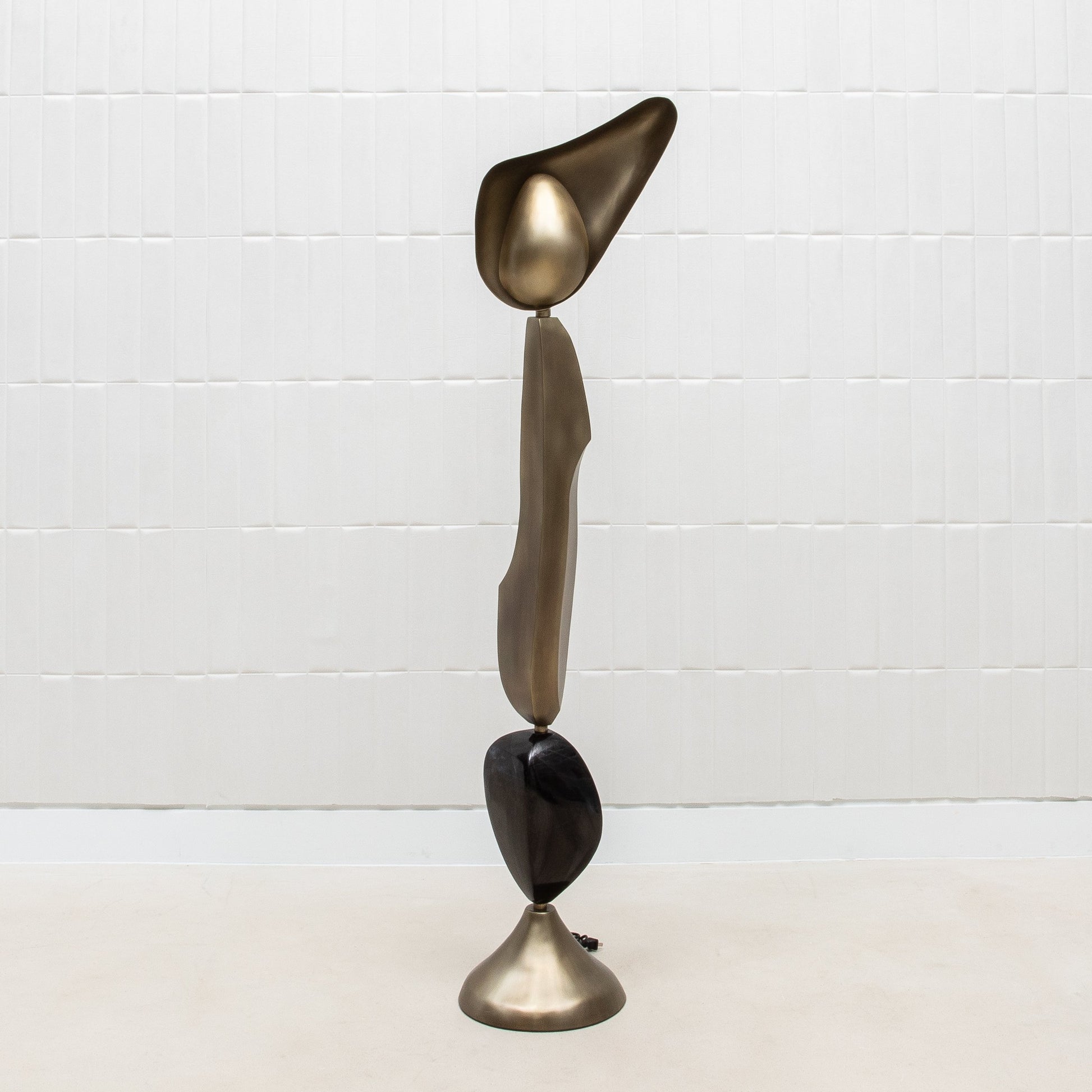 Sky & Moon Sculptural Floor Lamps in Brass and Black Shell by KIFU Paris