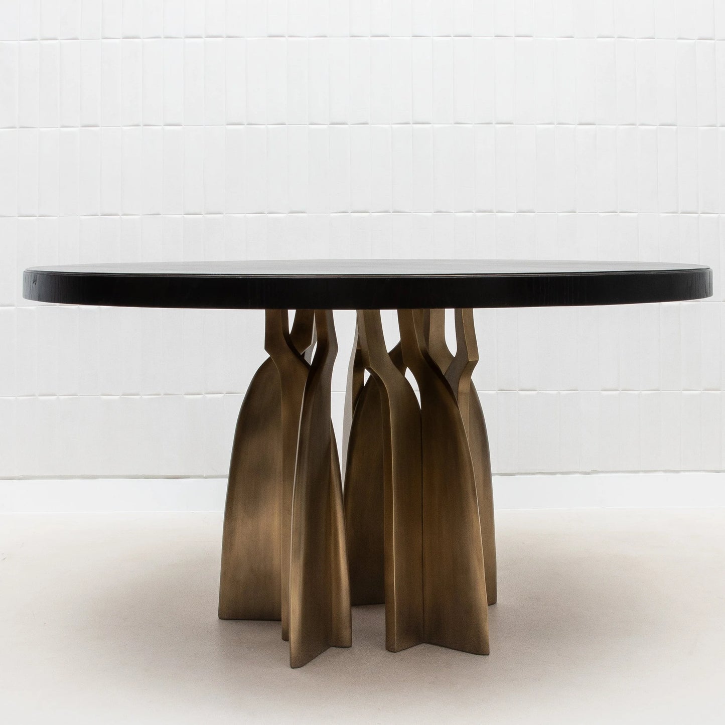 Dining Table in Black Oak with Bronze Patina Brass by Kifu Paris