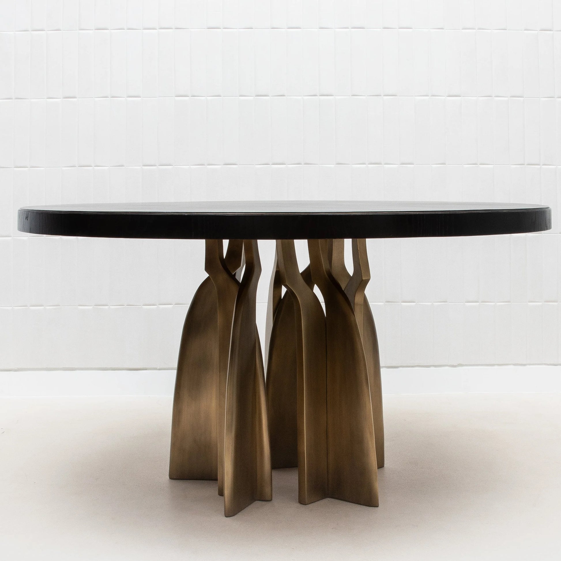 Dining Table in Black Oak with Bronze Patina Brass by Kifu Paris