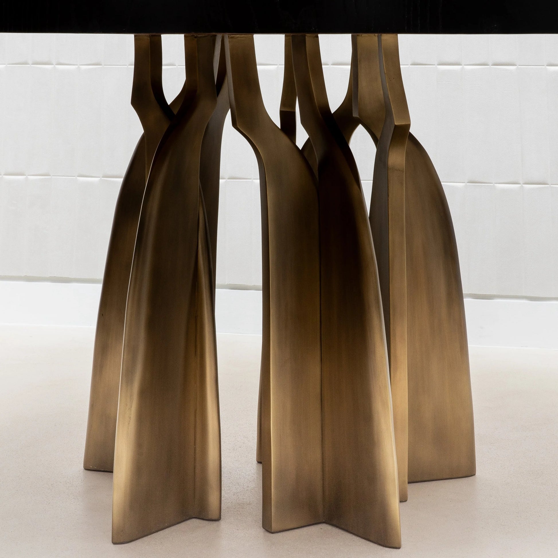 Dining Table in Black Oak with Bronze Patina Brass by Kifu Paris