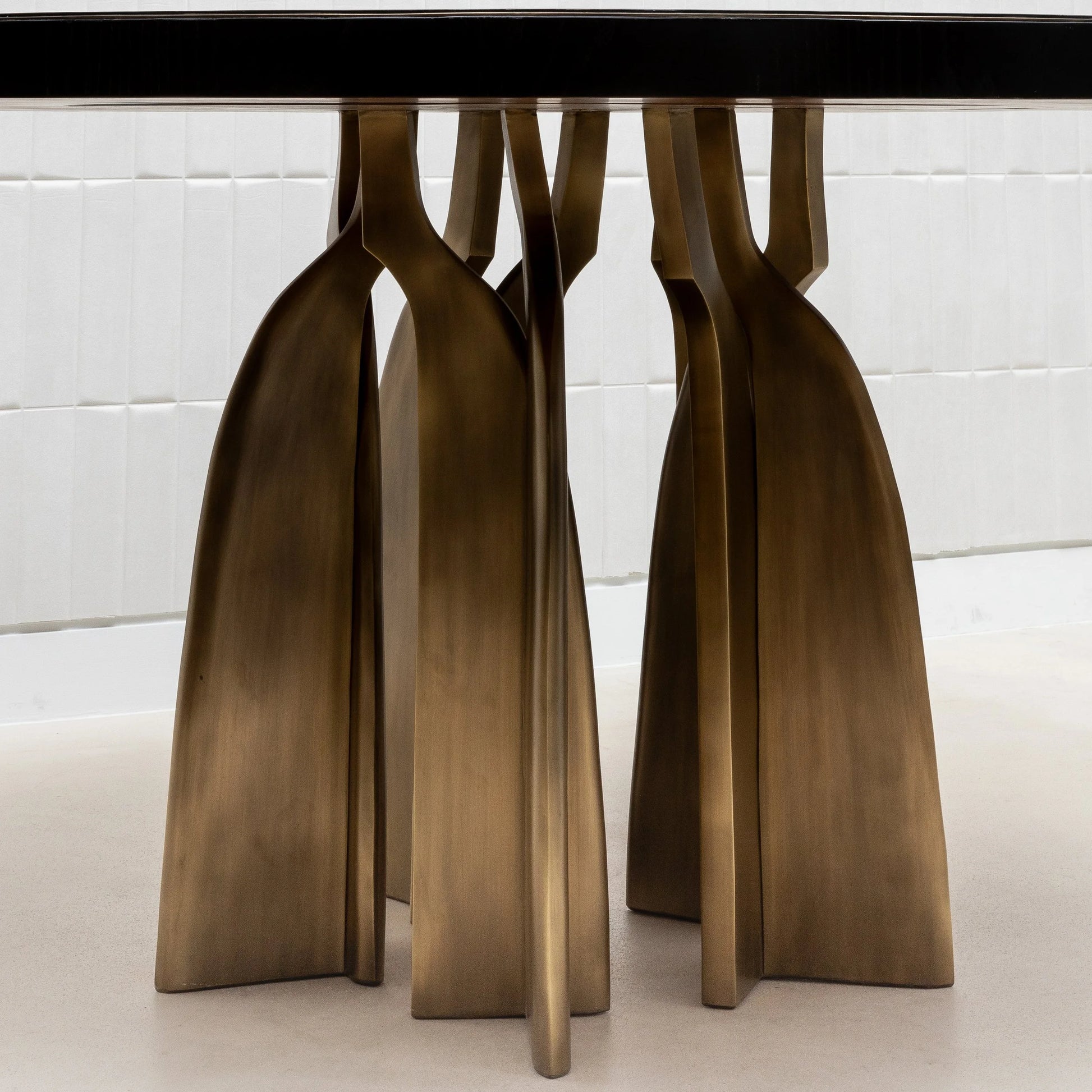 Dining Table in Black Oak with Bronze Patina Brass by Kifu Paris