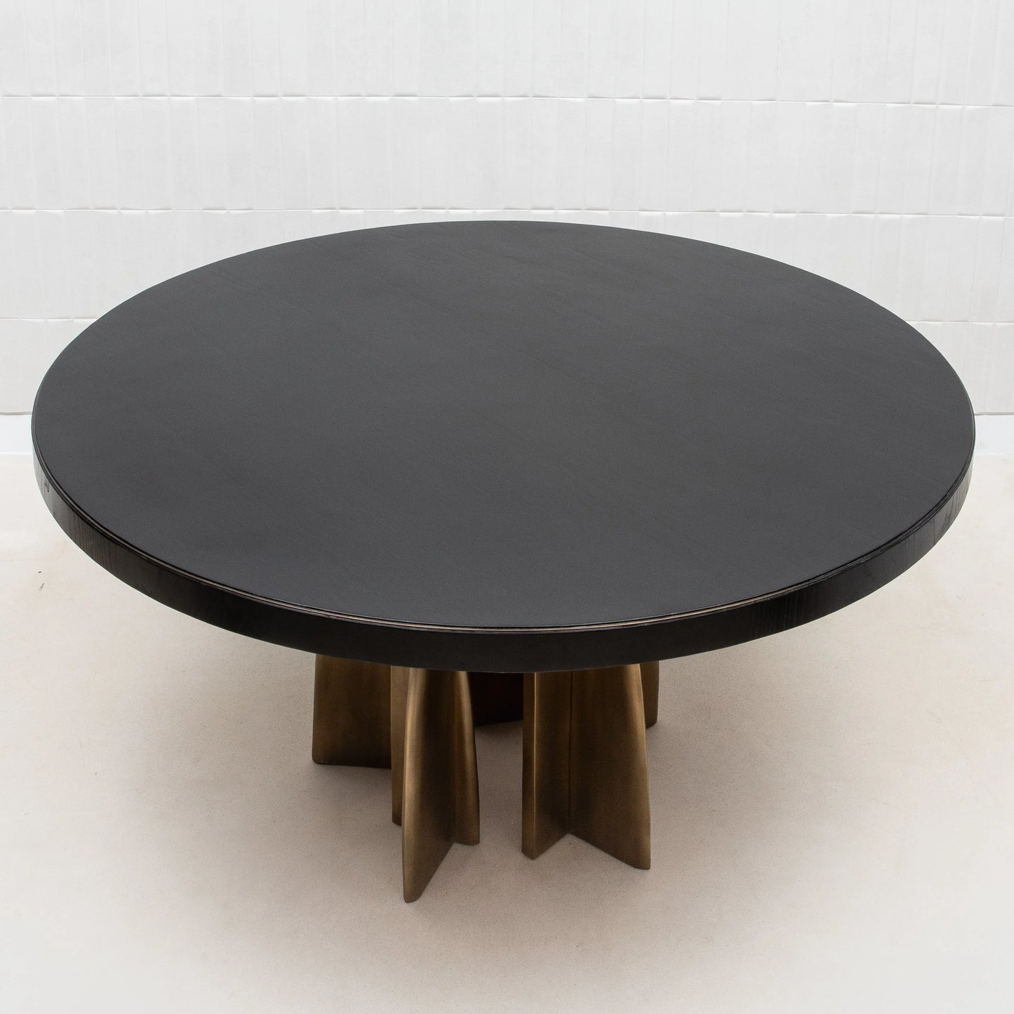 Dining Table in Black Oak with Bronze Patina Brass by Kifu Paris