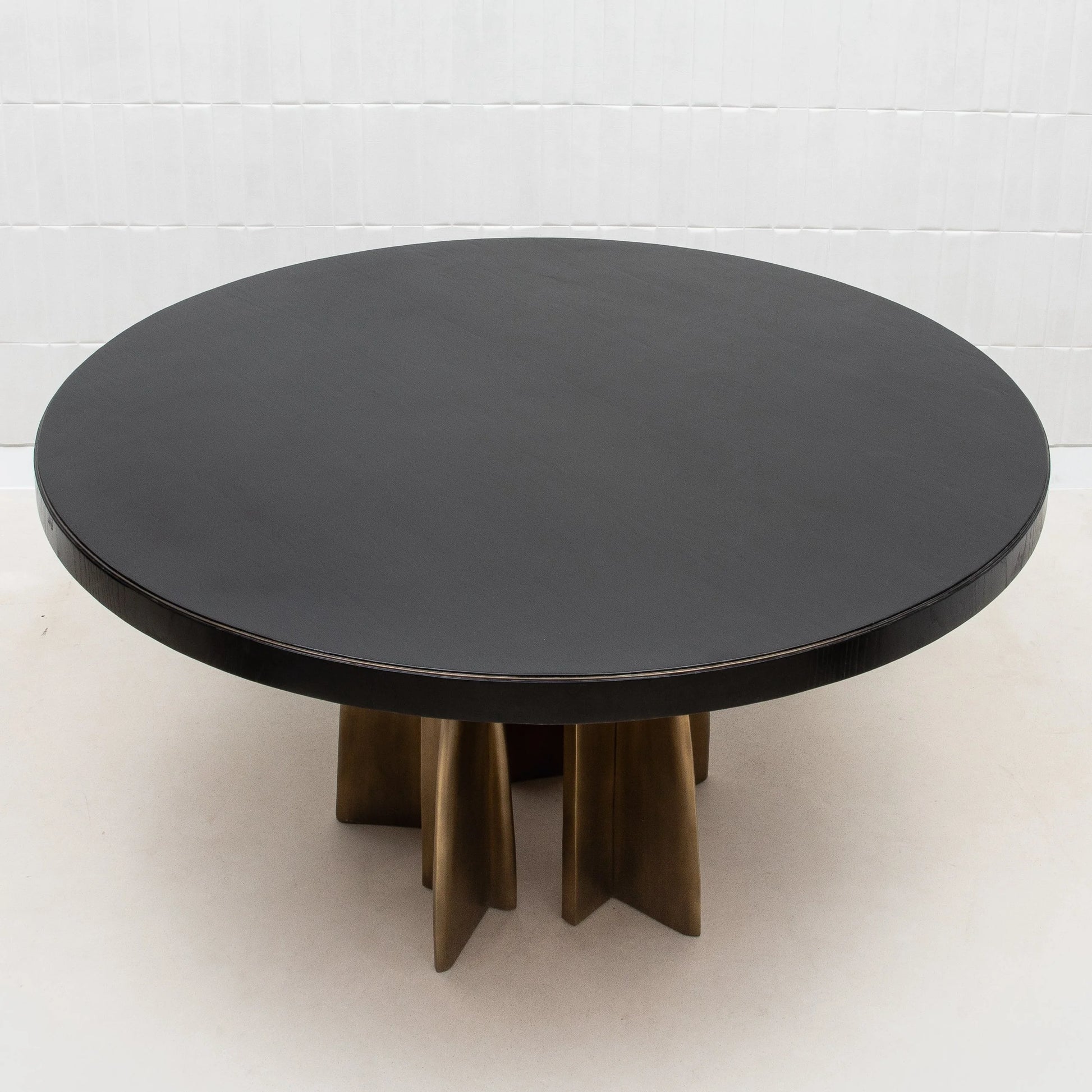 Dining Table in Black Oak with Bronze Patina Brass by Kifu Paris