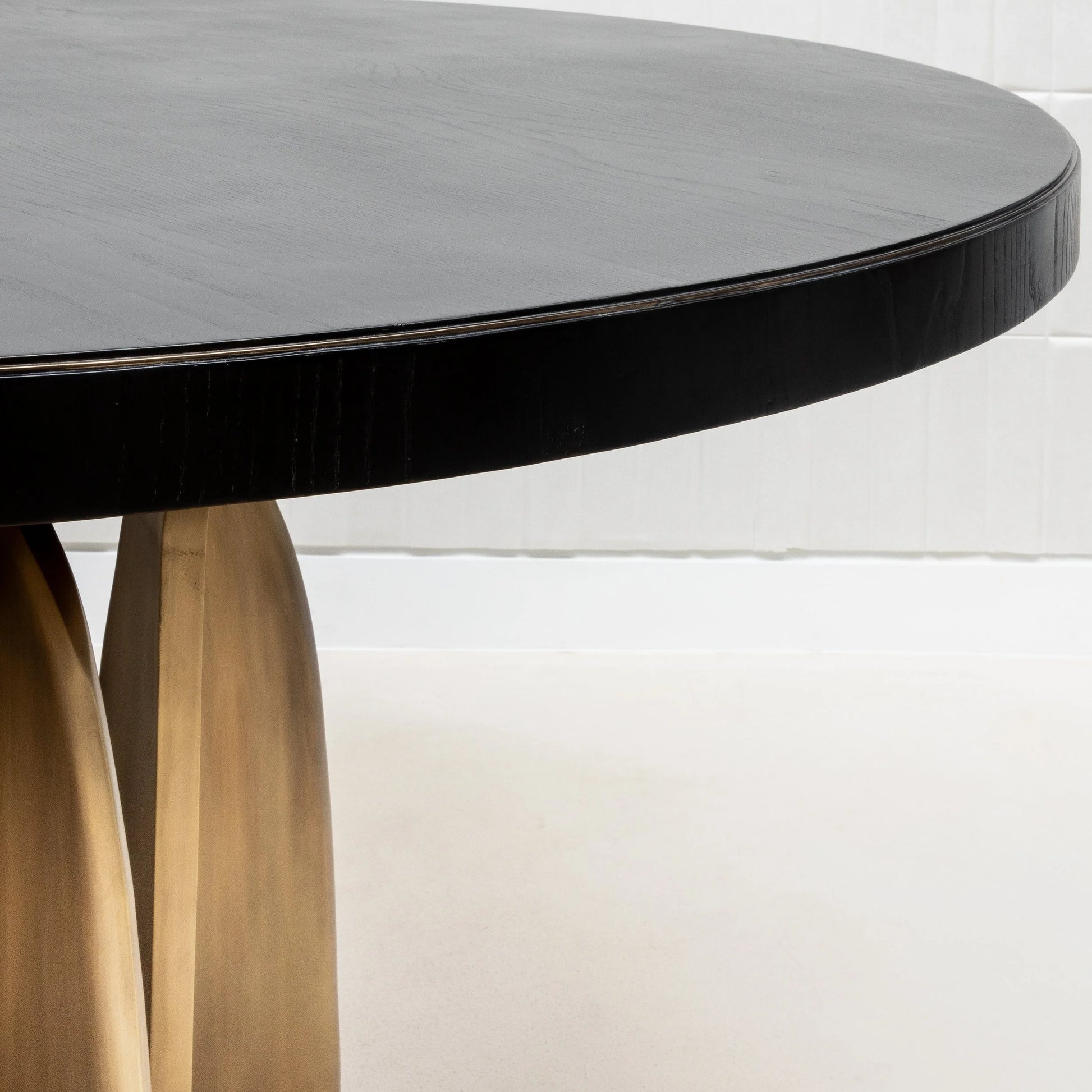 Dining Table in Black Oak with Bronze Patina Brass by Kifu Paris