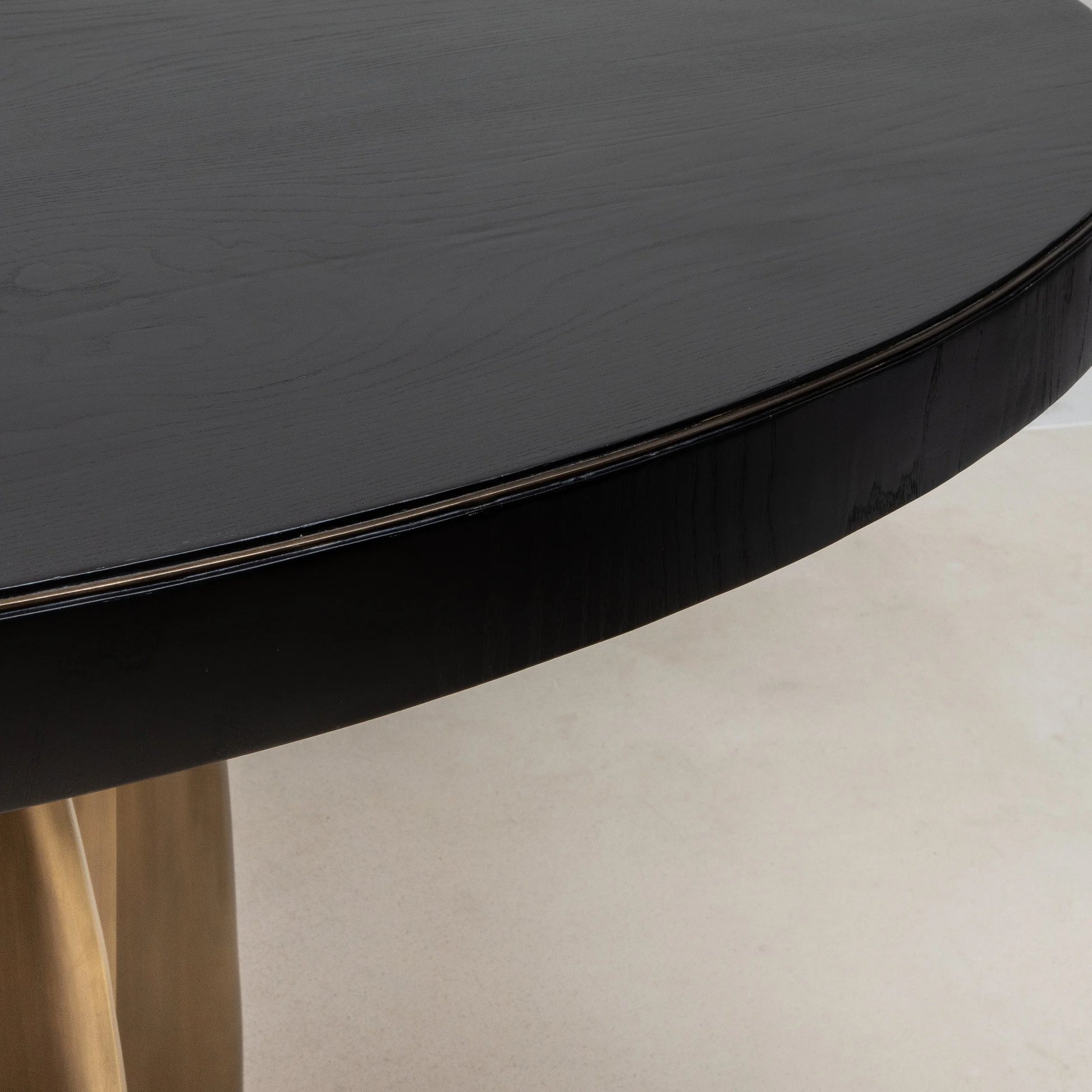 Dining Table in Black Oak with Bronze Patina Brass by Kifu Paris