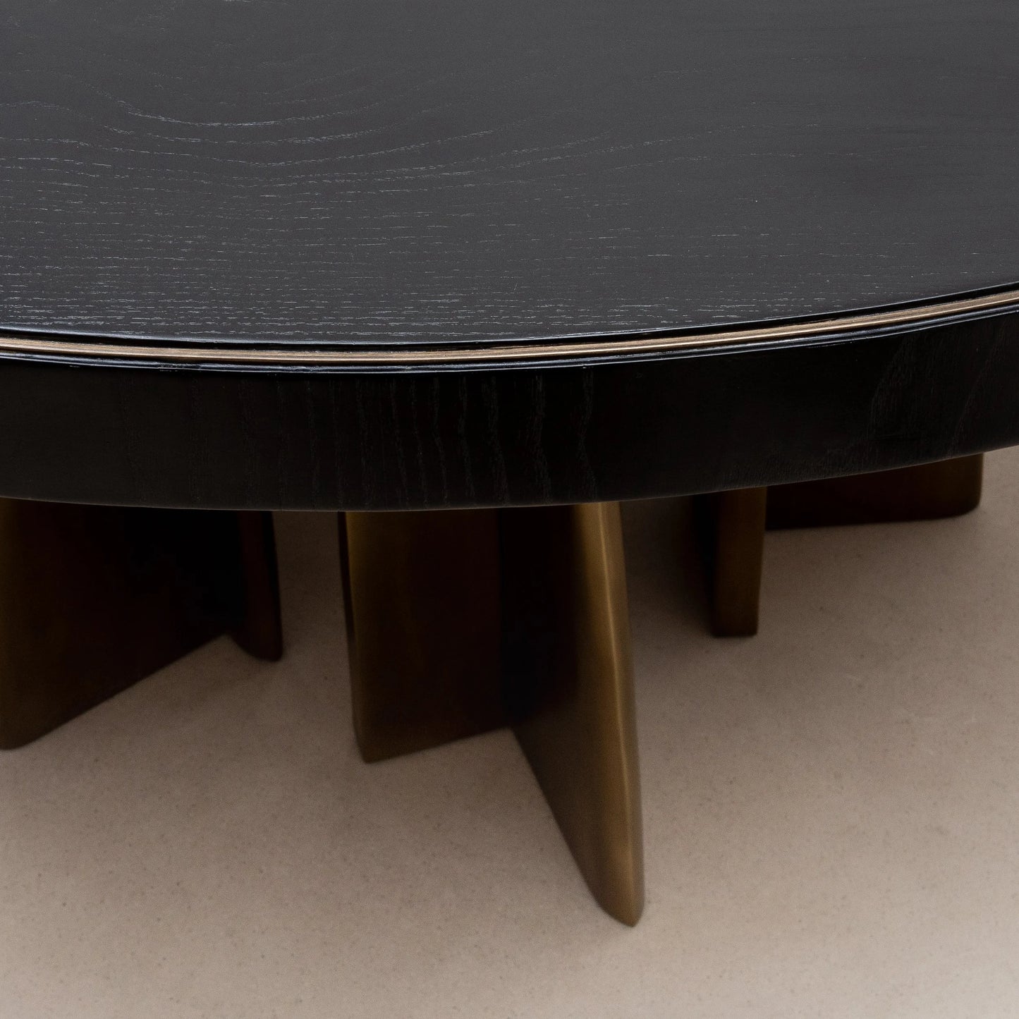 Dining Table in Black Oak with Bronze Patina Brass by Kifu Paris