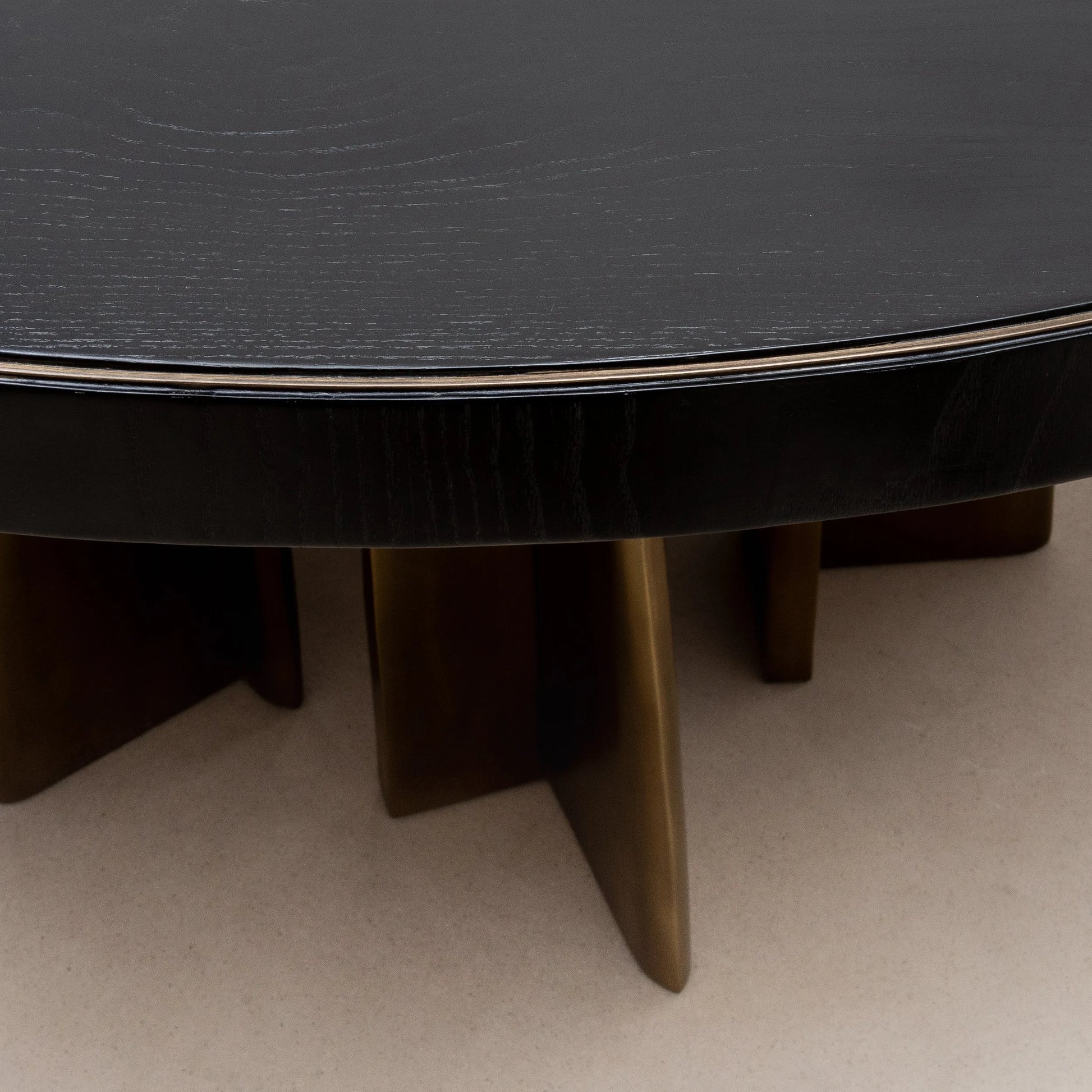 Dining Table in Black Oak with Bronze Patina Brass by Kifu Paris