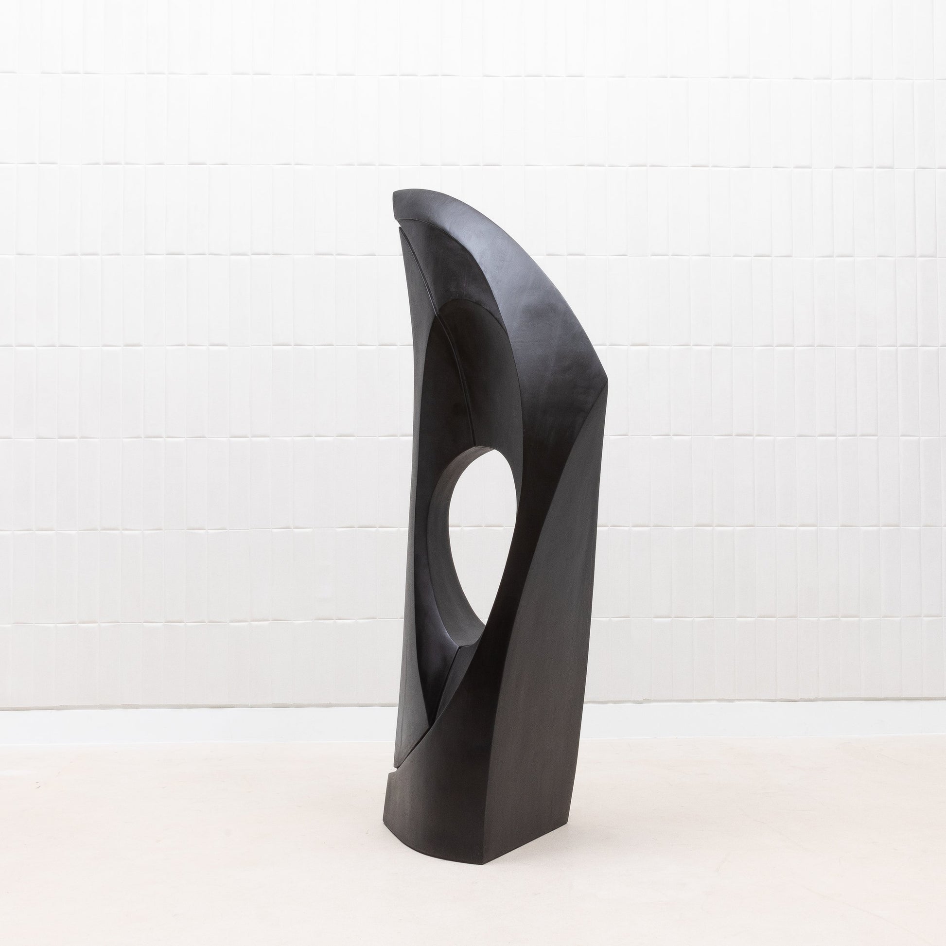 Modern Abstract Sculpture in Black Oak by Patrick Coard Paris