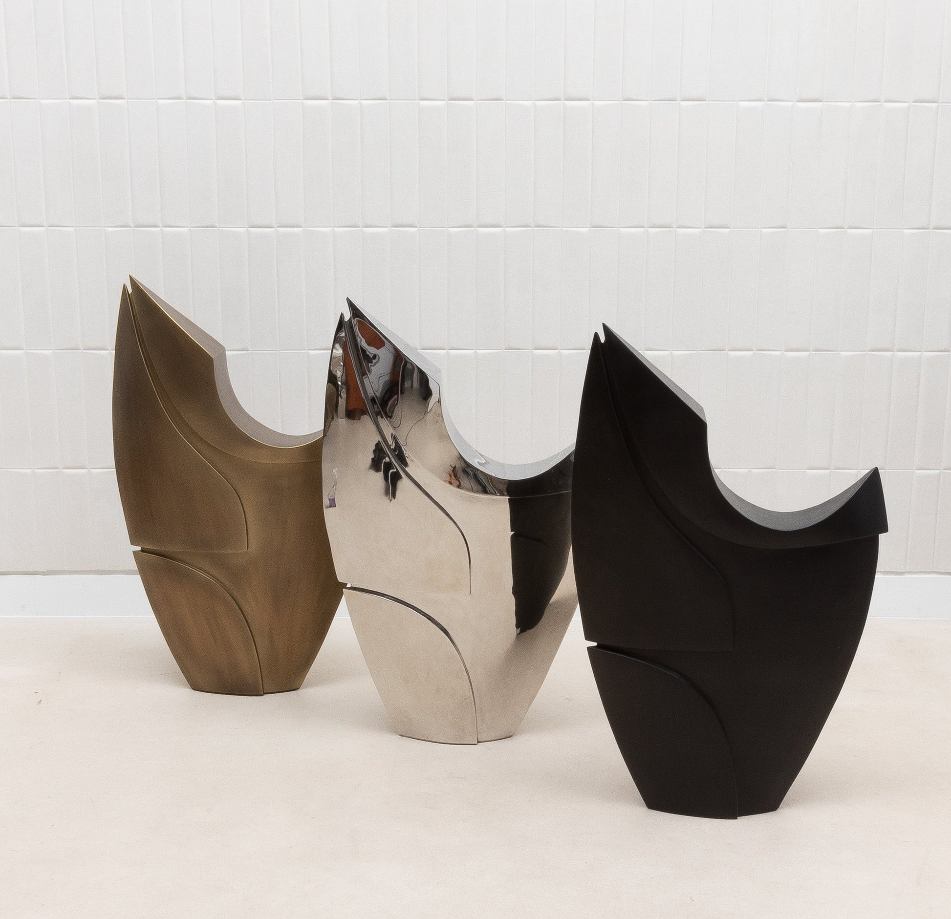 Modern Abstract Sculpture in Black Oak by Patrick Coard Paris